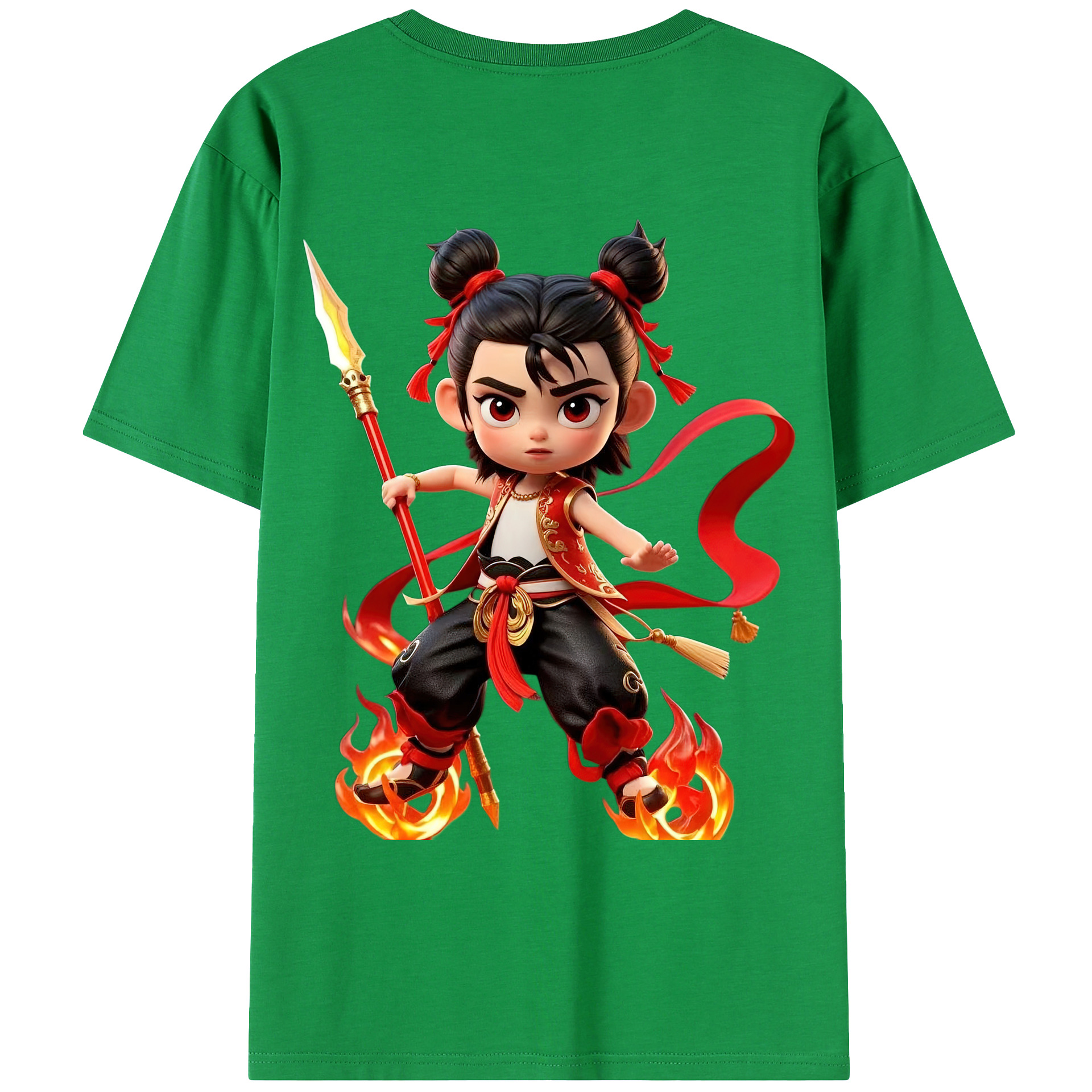 （画像用） Ne Zha 2 ナタ 魔童の大暴れ レディース半袖Tシャツ(バックプリント)