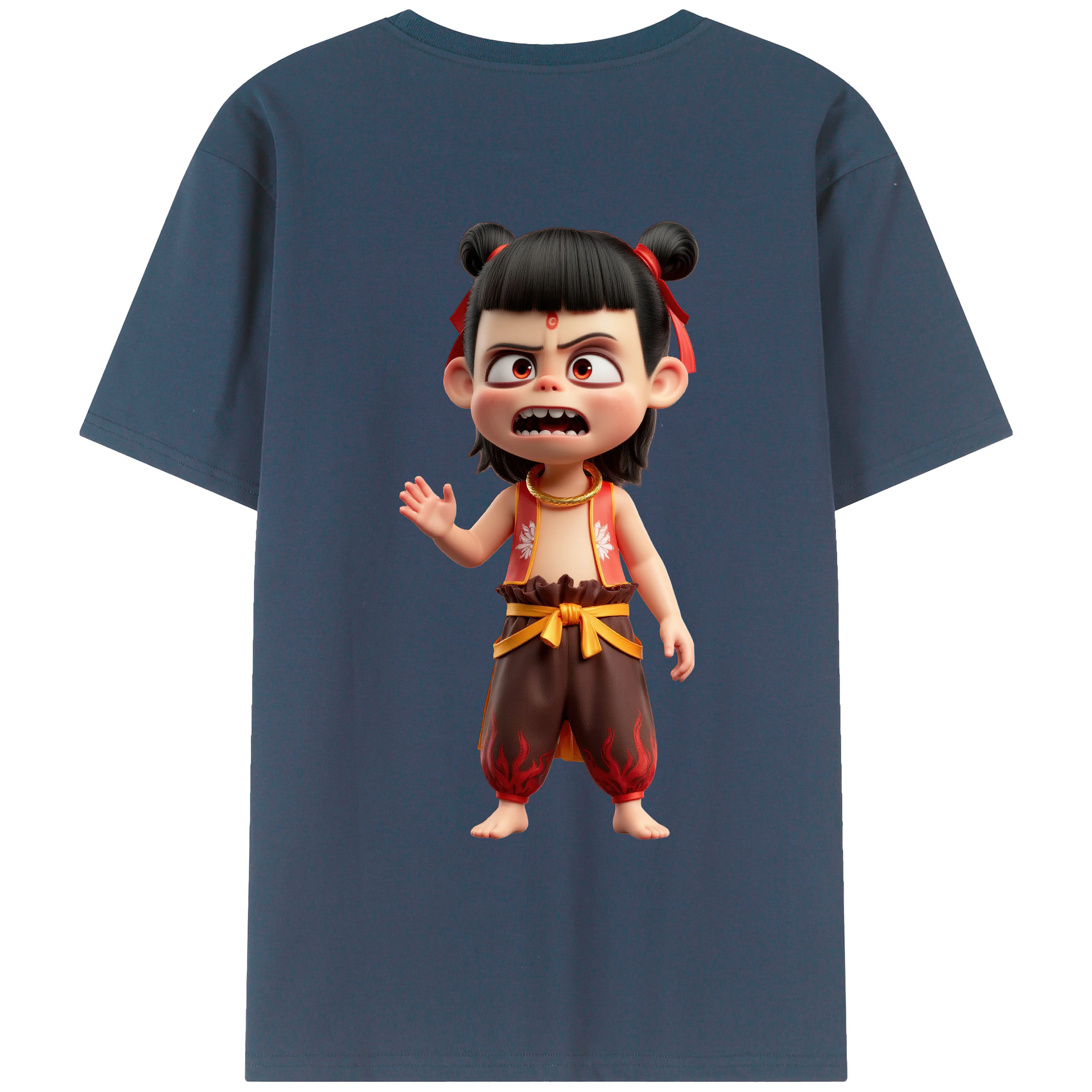 （画像用） Ne Zha 2 ナタ 魔童の大暴れ レディース半袖Tシャツ(バックプリント)