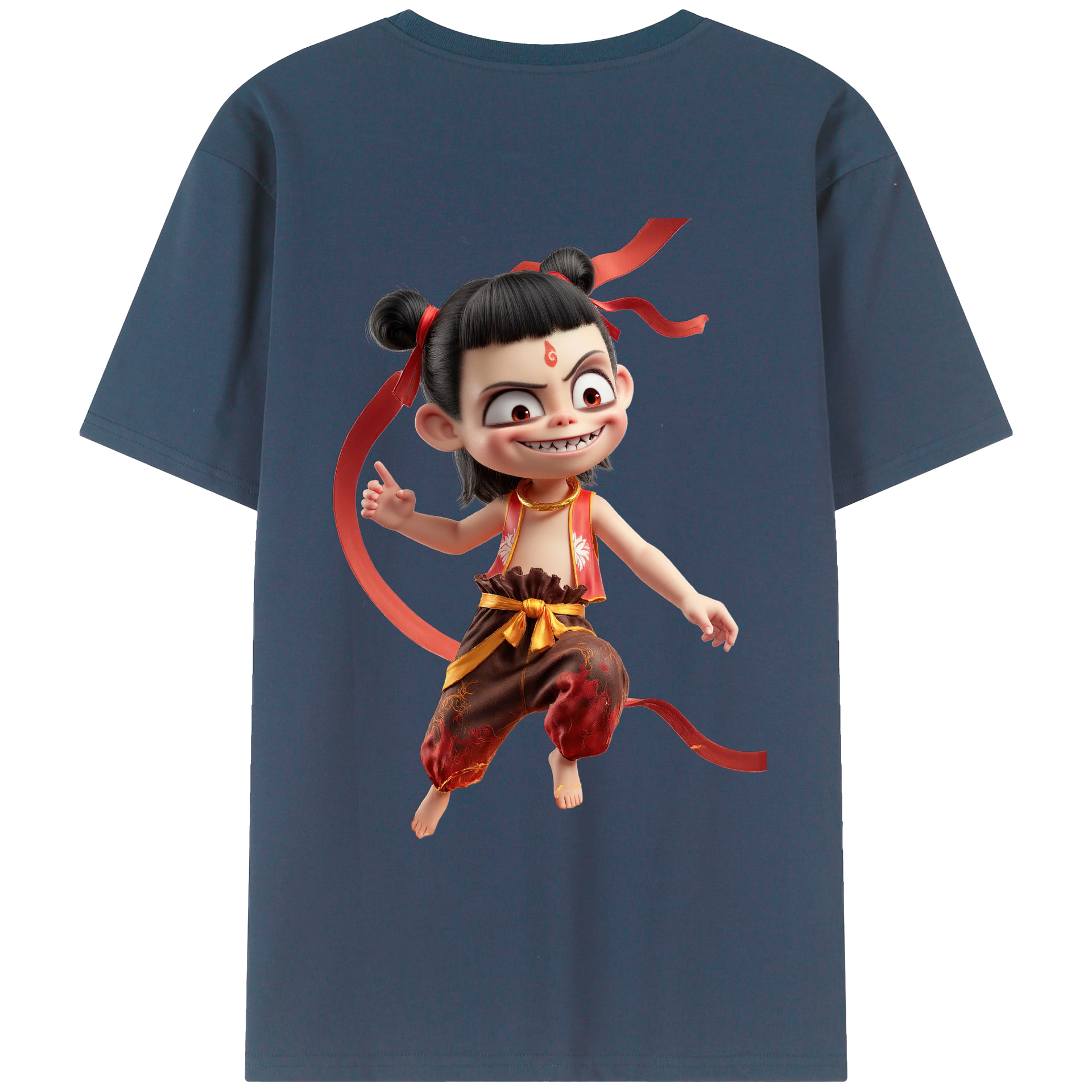 （画像用） Ne Zha 2 ナタ 魔童の大暴れ レディース半袖Tシャツ(バックプリント)