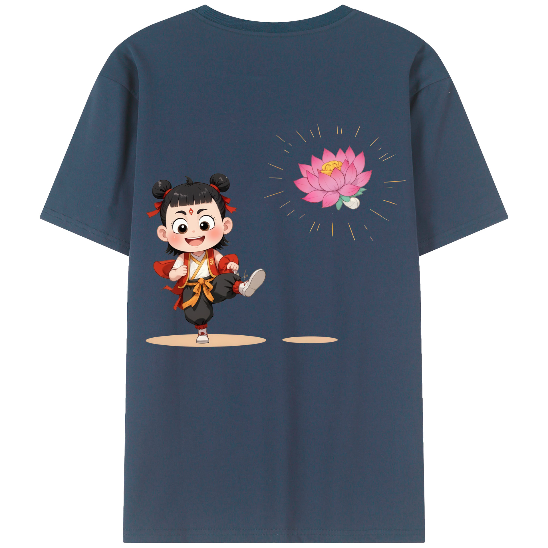 （画像用） Ne Zha 2 ナタ 魔童の大暴れ レディース半袖Tシャツ(バックプリント)