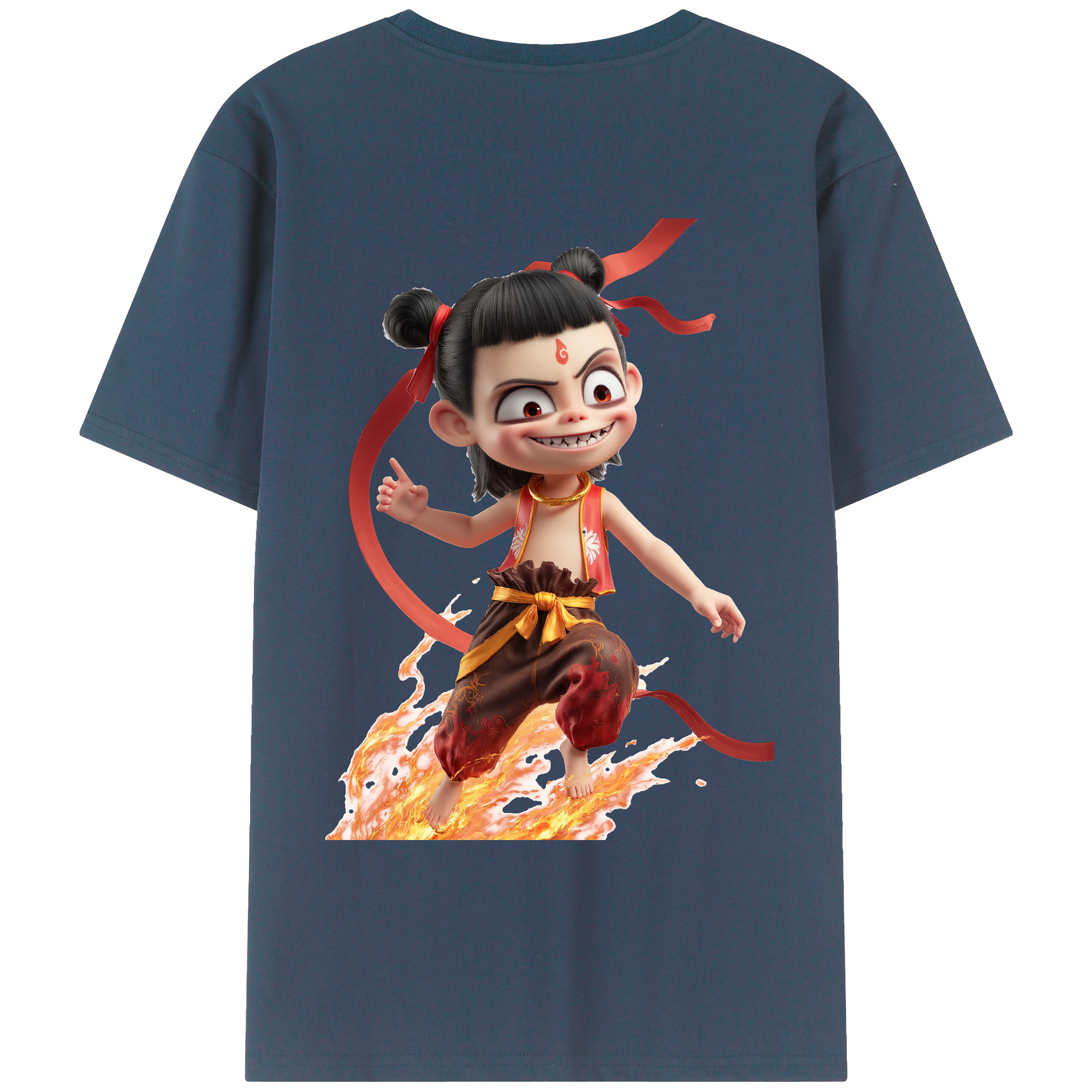 （画像用） Ne Zha 2 ナタ 魔童の大暴れ レディース半袖Tシャツ(バックプリント)