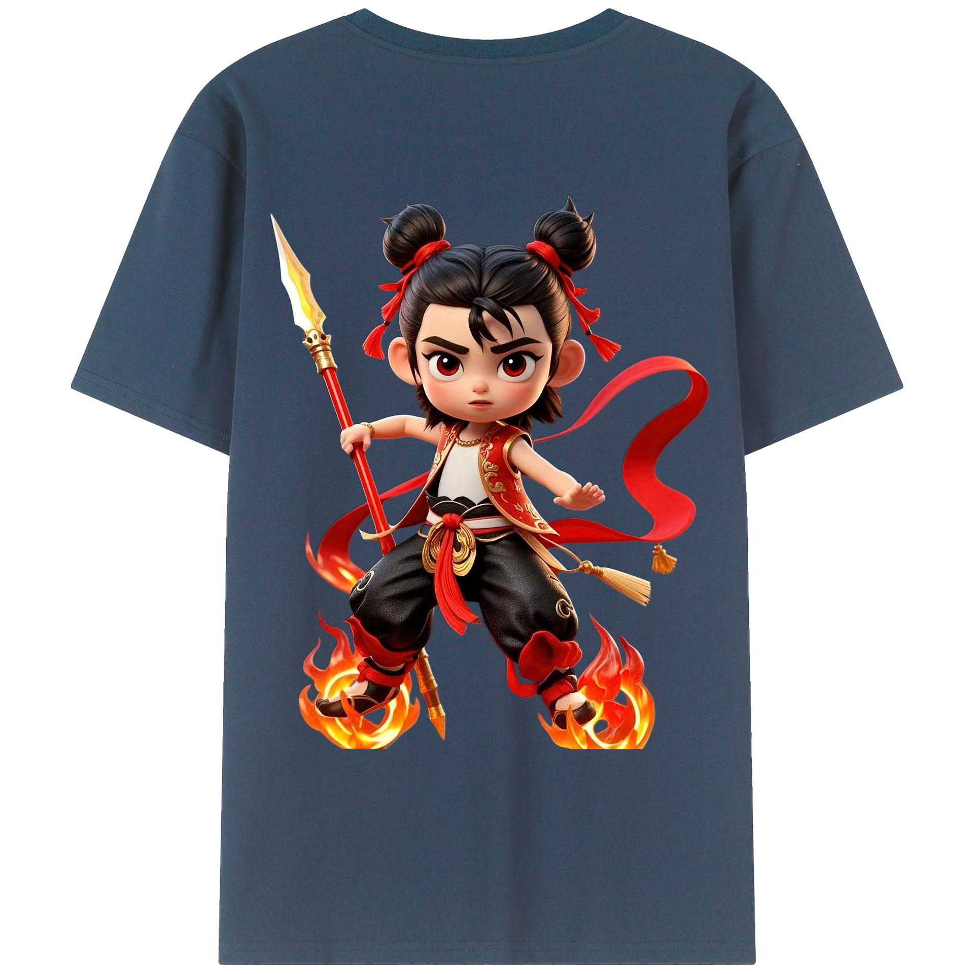（画像用） Ne Zha 2 ナタ 魔童の大暴れ レディース半袖Tシャツ(バックプリント)