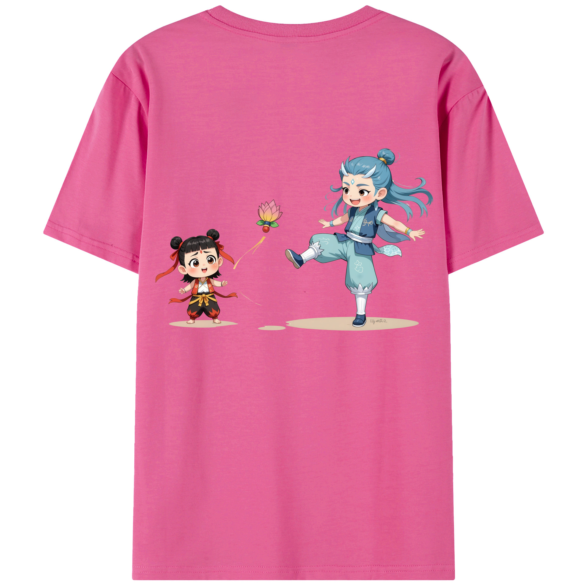 （画像用） Ne Zha 2 ナタ 魔童の大暴れ レディース半袖Tシャツ(バックプリント)
