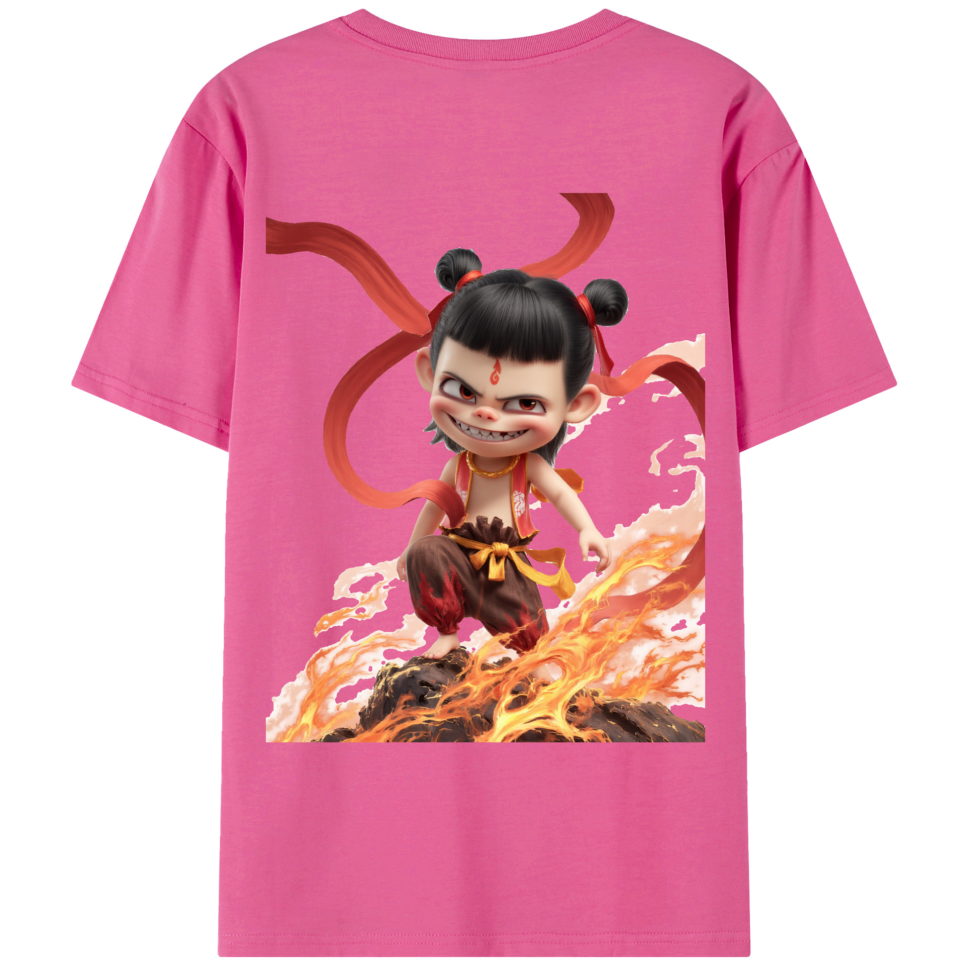 （画像用） Ne Zha 2 ナタ 魔童の大暴れ レディース半袖Tシャツ(バックプリント)