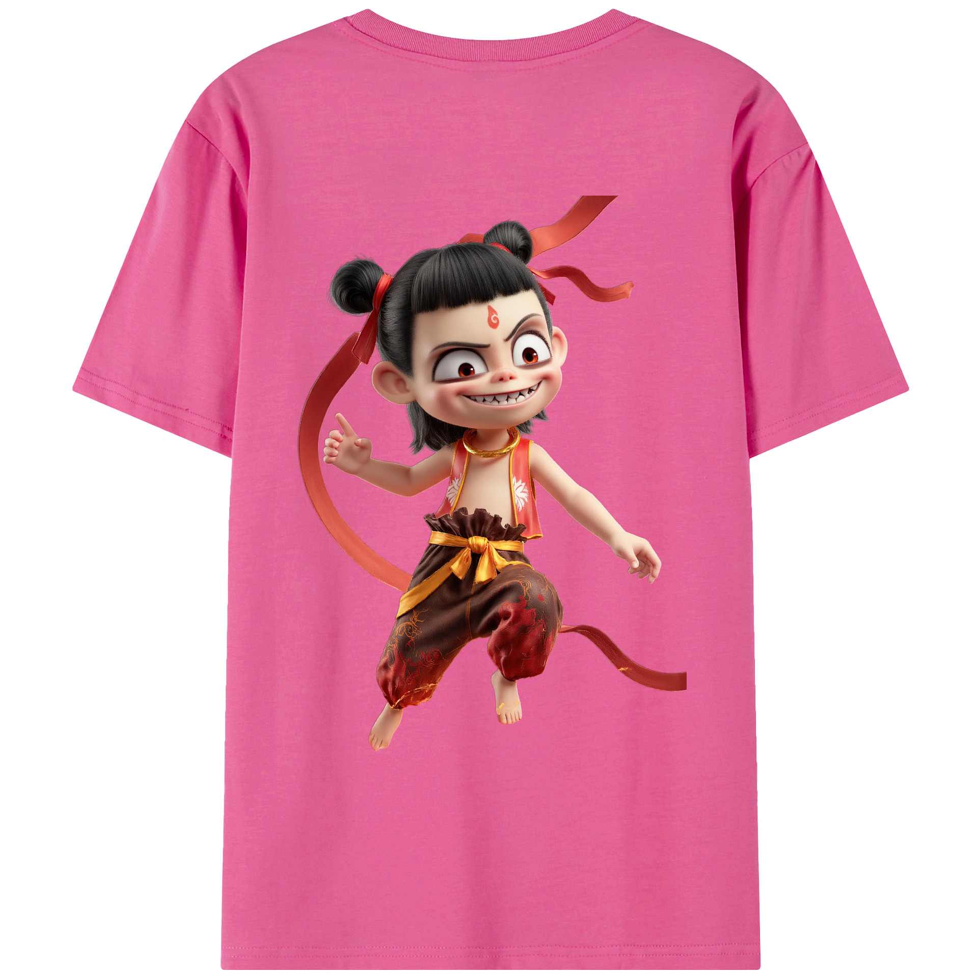 （画像用） Ne Zha 2 ナタ 魔童の大暴れ レディース半袖Tシャツ(バックプリント)