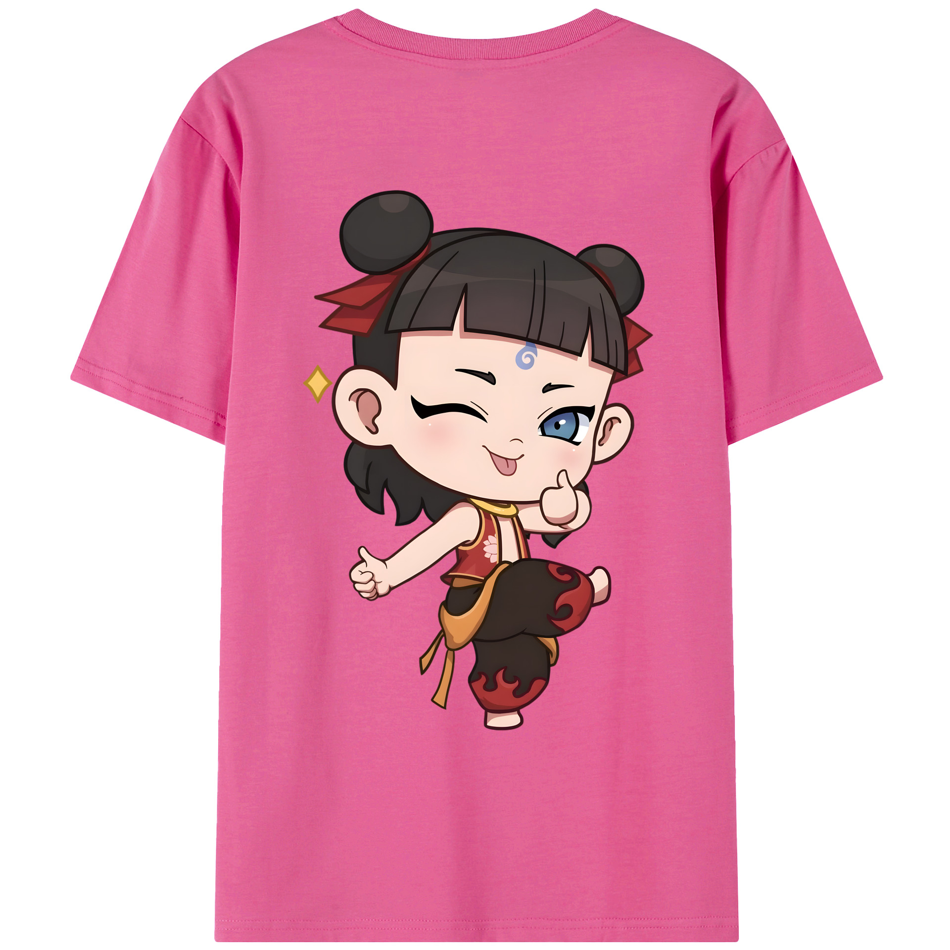 （画像用） Ne Zha 2 ナタ 魔童の大暴れ レディース半袖Tシャツ(バックプリント)