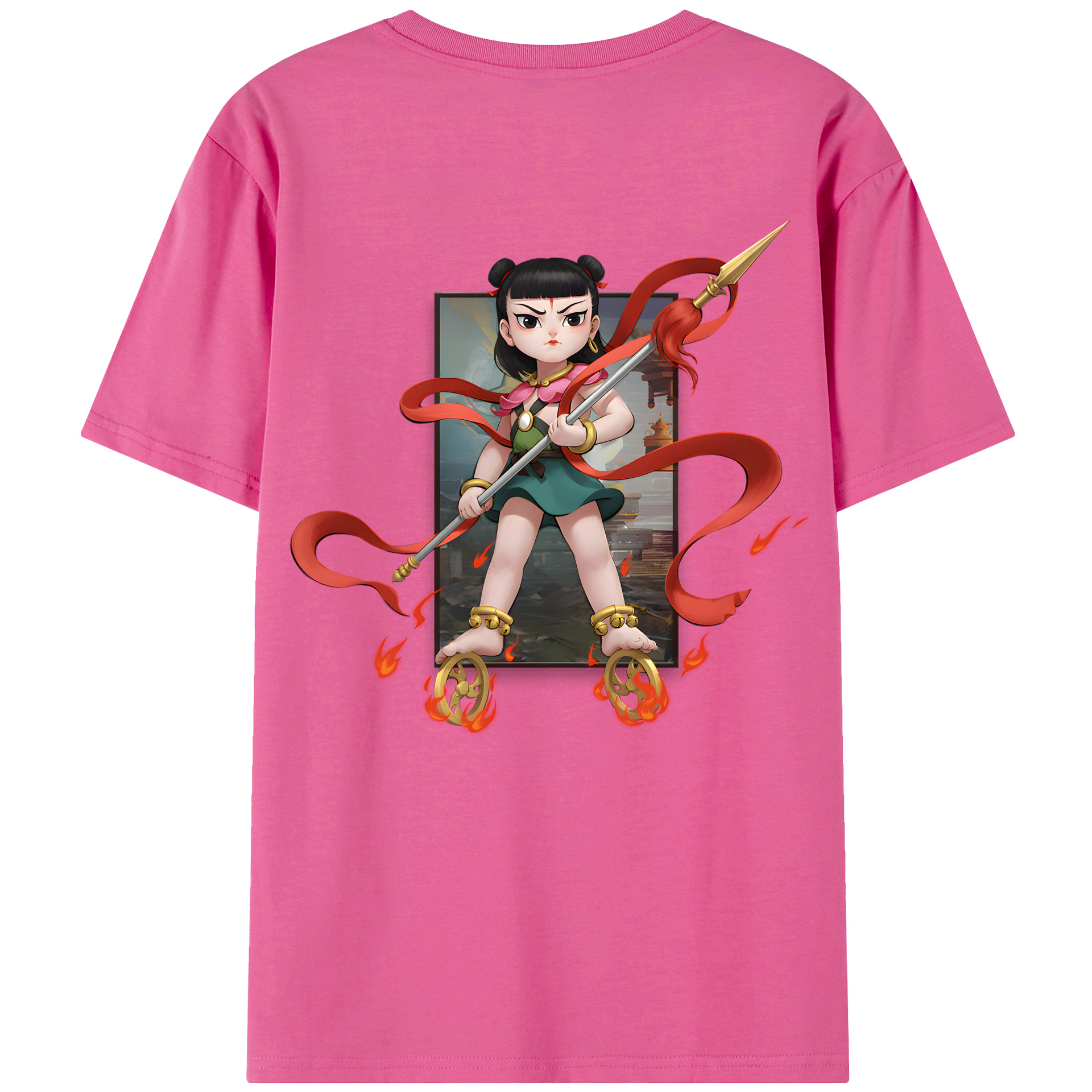 （画像用） Ne Zha 2 ナタ 魔童の大暴れ レディース半袖Tシャツ(バックプリント)