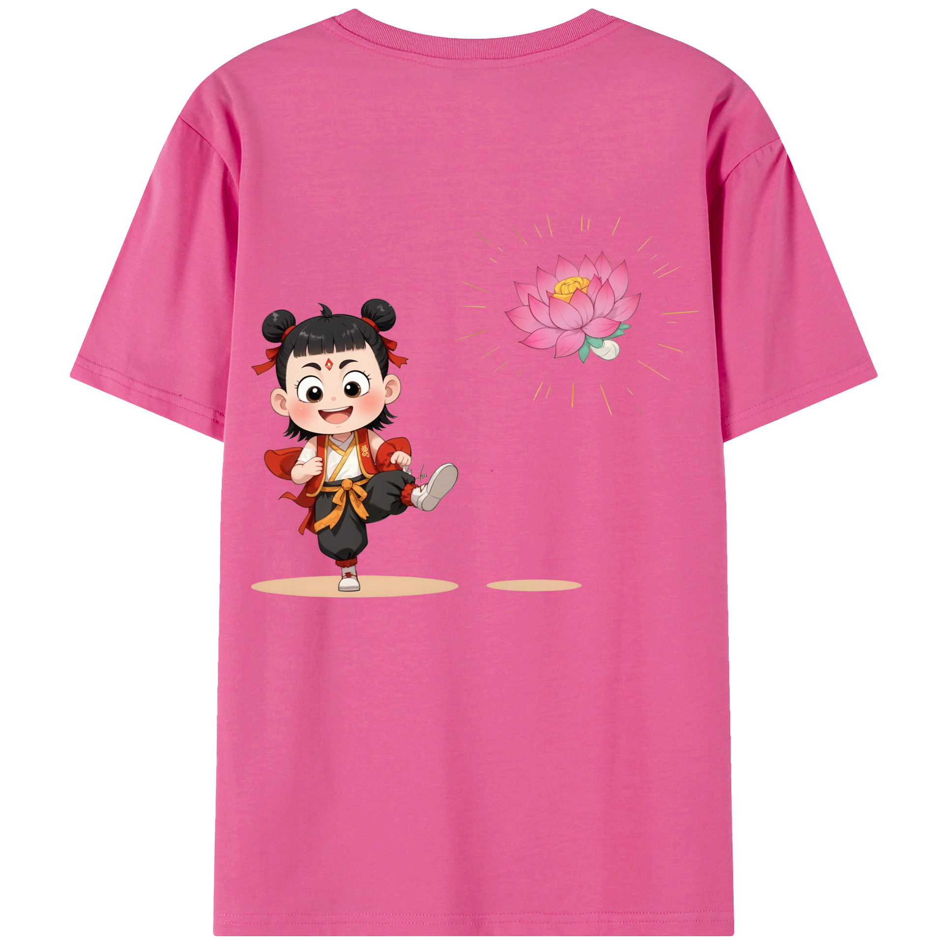 （画像用） Ne Zha 2 ナタ 魔童の大暴れ レディース半袖Tシャツ(バックプリント)