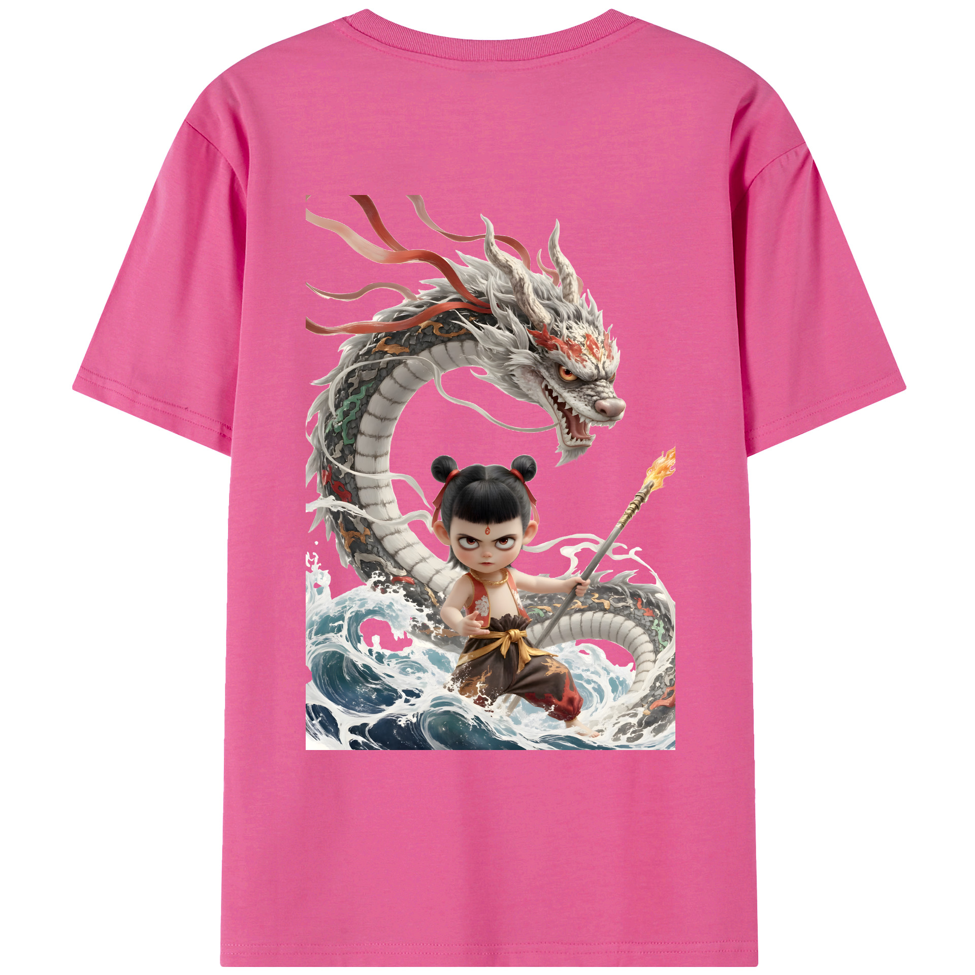（画像用） Ne Zha 2 ナタ 魔童の大暴れ レディース半袖Tシャツ(バックプリント)