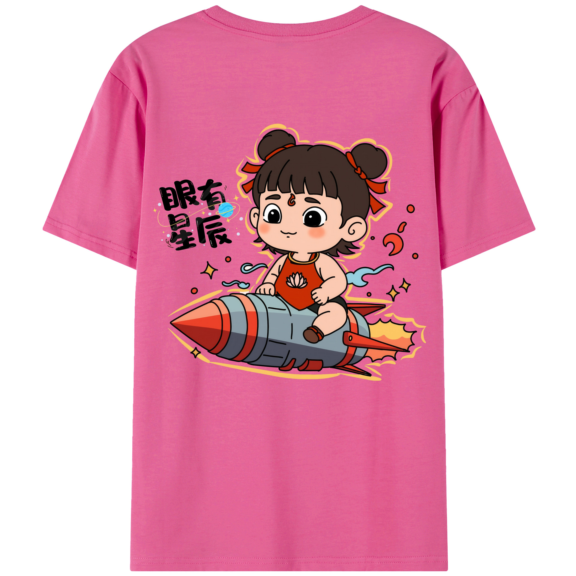 （画像用） Ne Zha 2 ナタ 魔童の大暴れ レディース半袖Tシャツ(バックプリント)