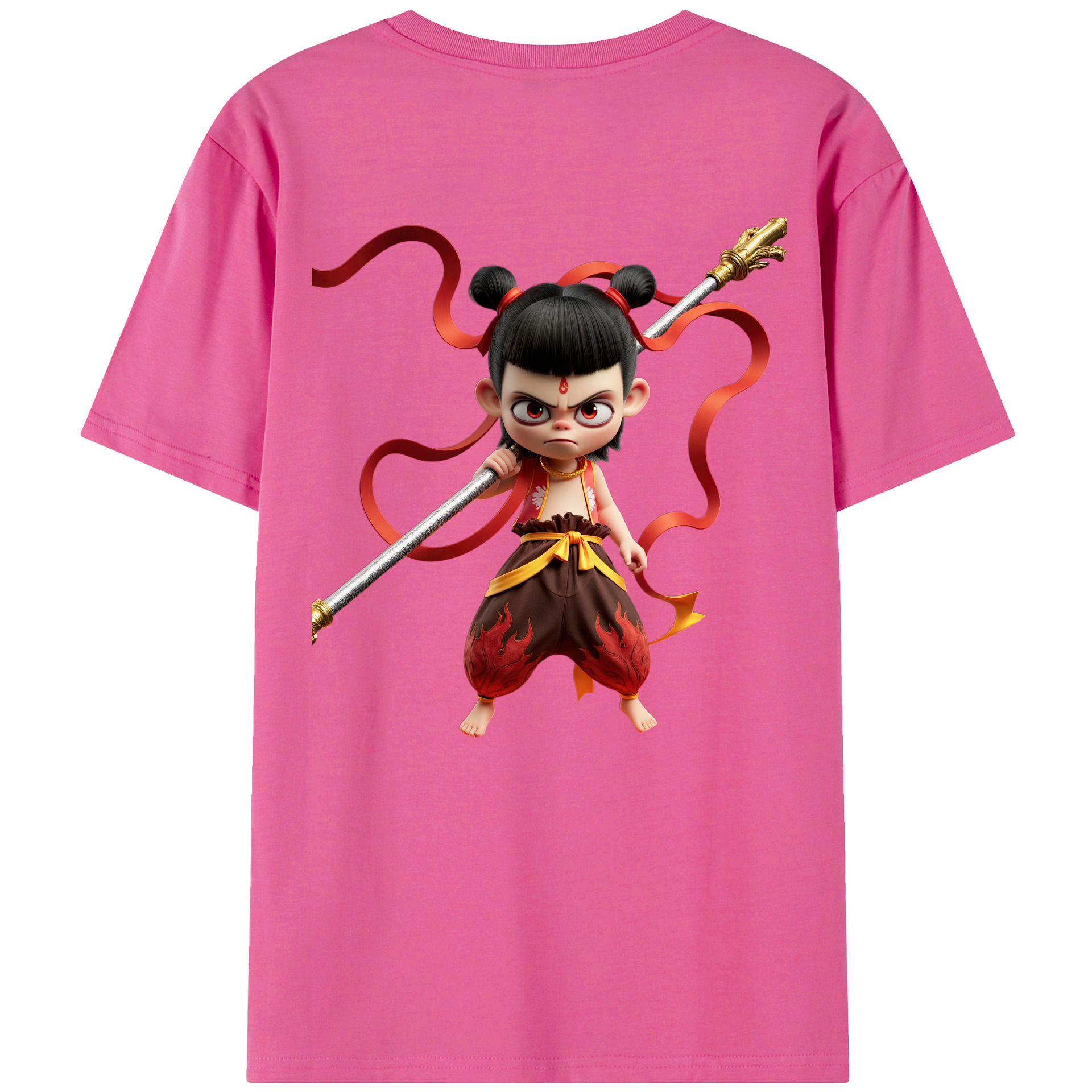 （画像用） Ne Zha 2 ナタ 魔童の大暴れ レディース半袖Tシャツ(バックプリント)