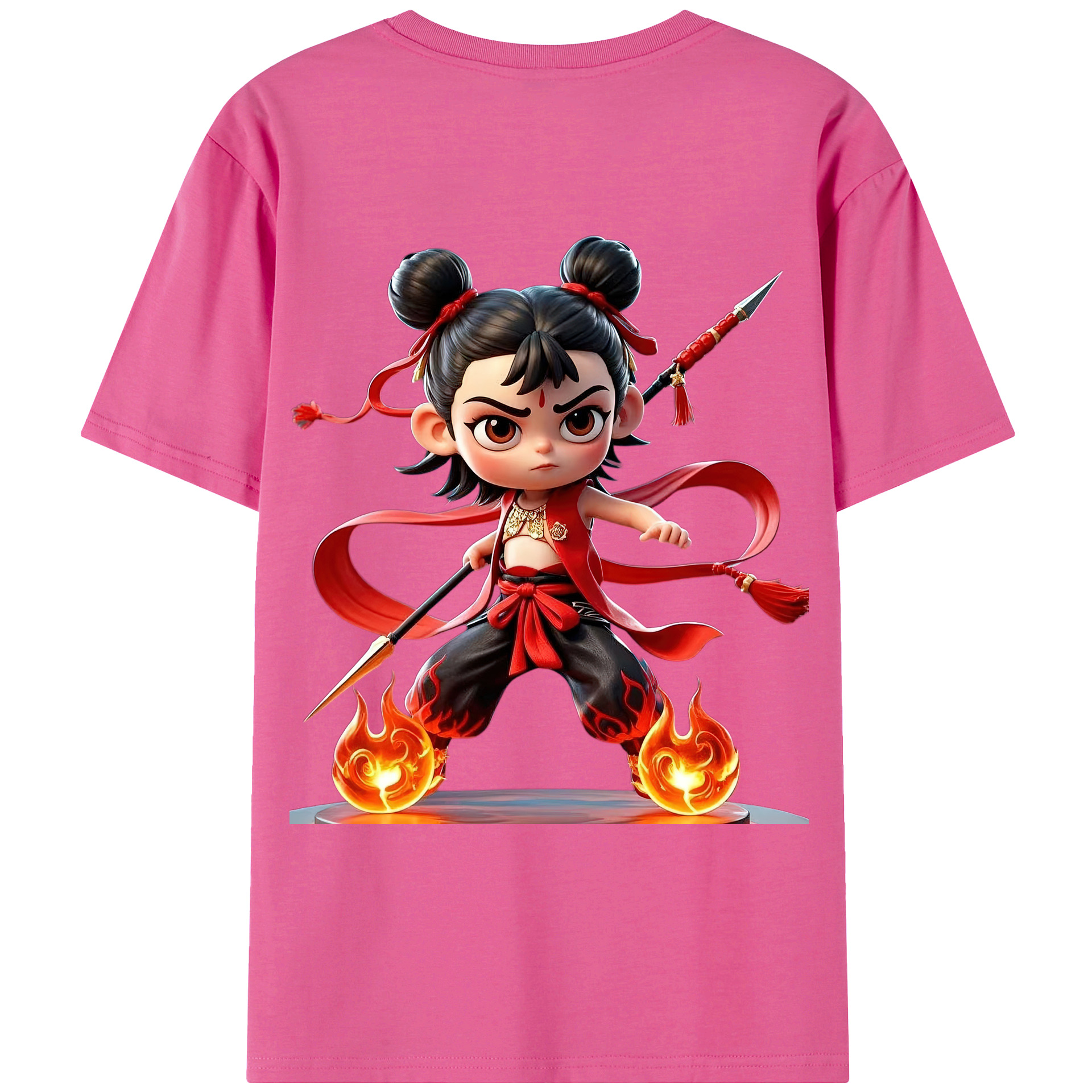 （画像用） Ne Zha 2 ナタ 魔童の大暴れ レディース半袖Tシャツ(バックプリント)