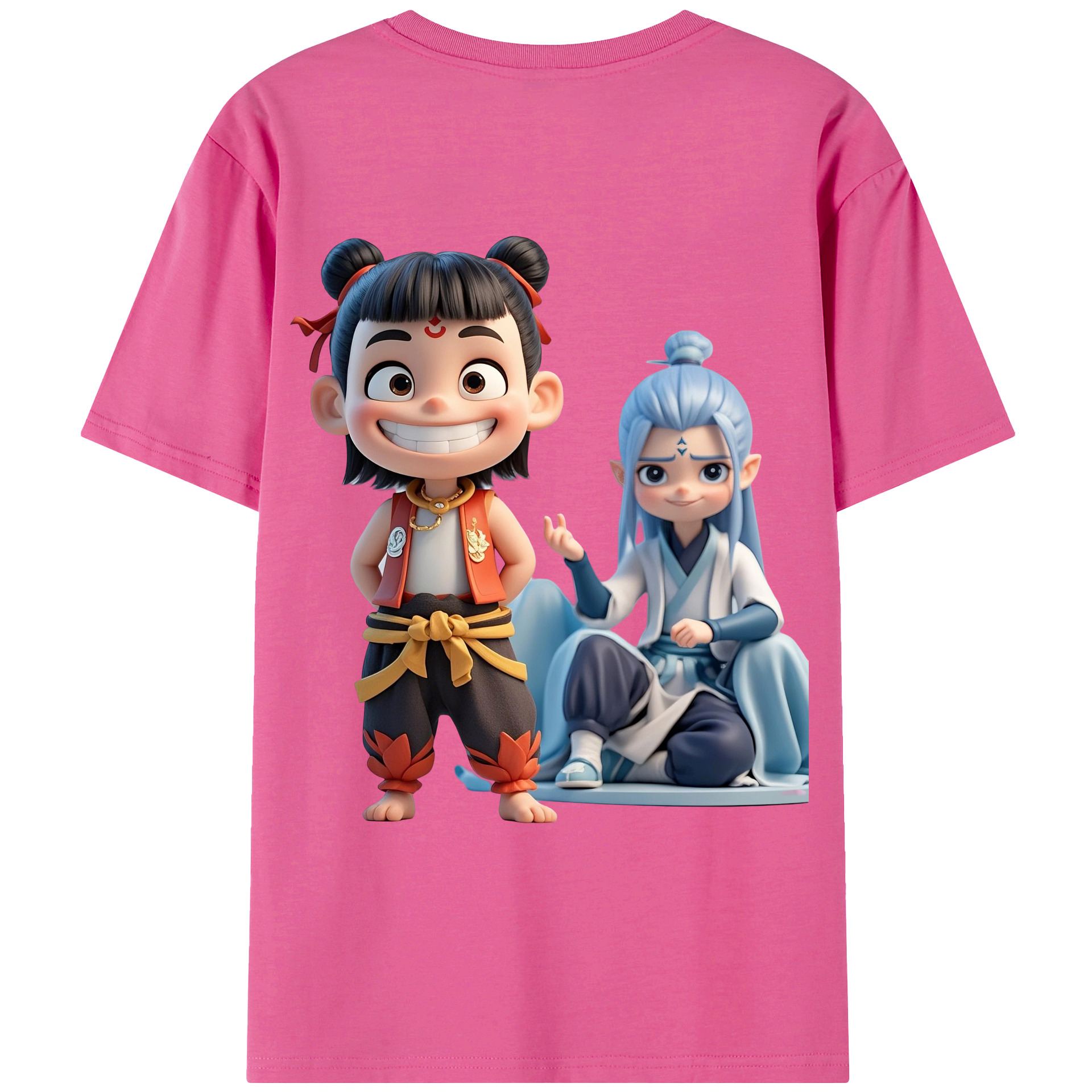 （画像用） Ne Zha 2 ナタ 魔童の大暴れ レディース半袖Tシャツ(バックプリント)