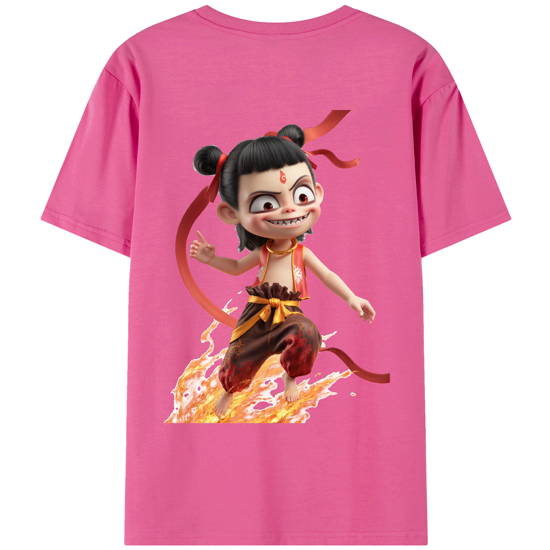 （画像用） Ne Zha 2 ナタ 魔童の大暴れ レディース半袖Tシャツ(バックプリント)