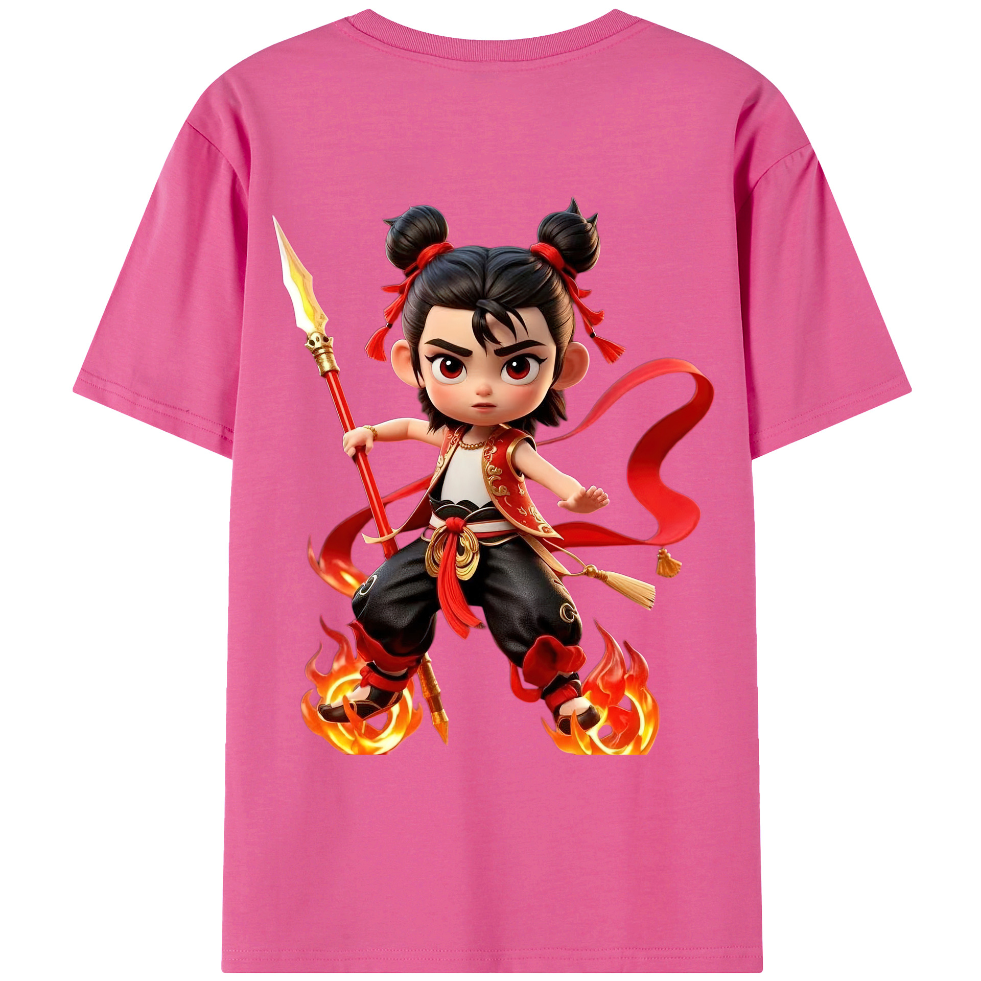 （画像用） Ne Zha 2 ナタ 魔童の大暴れ レディース半袖Tシャツ(バックプリント)