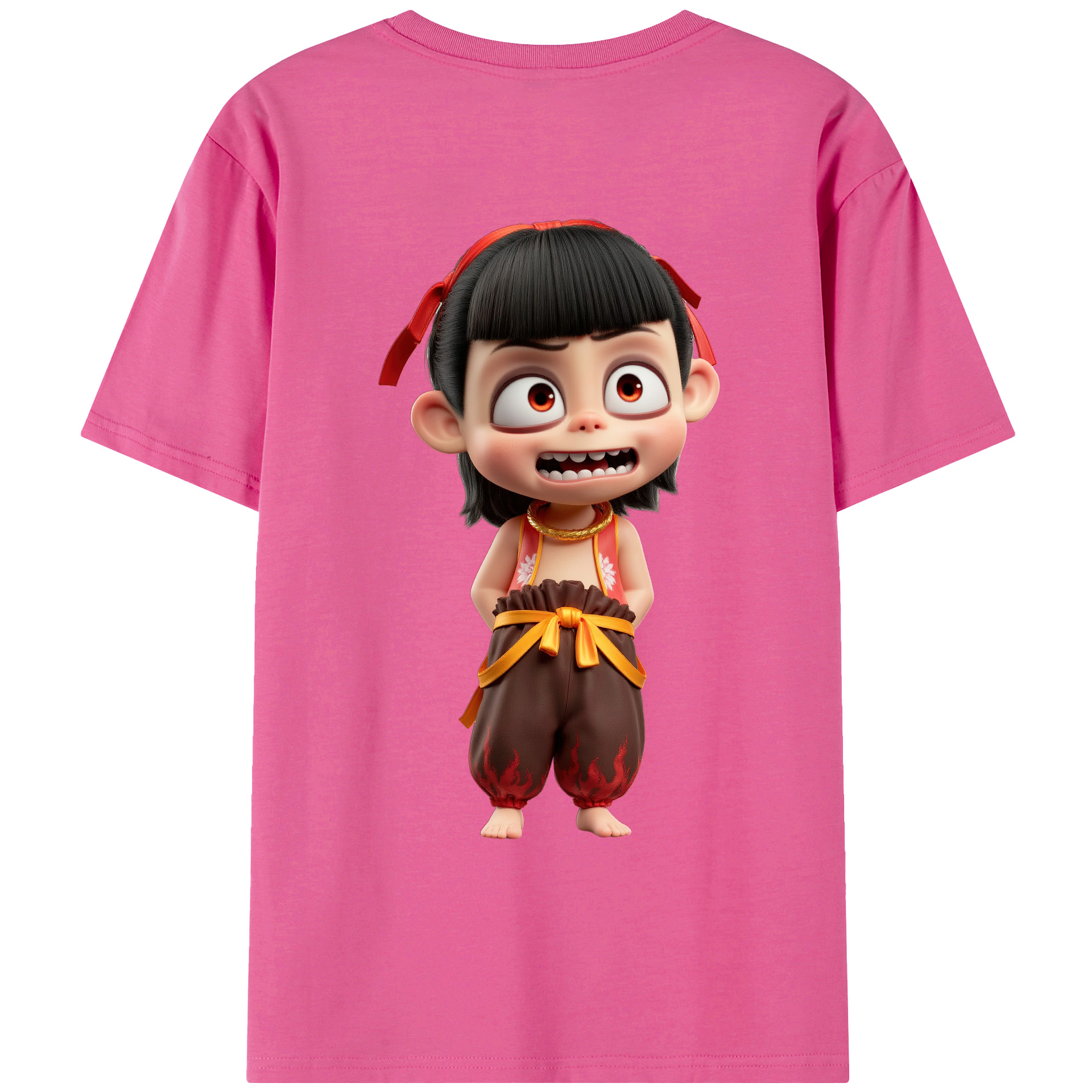 （画像用） Ne Zha 2 ナタ 魔童の大暴れ レディース半袖Tシャツ(バックプリント)