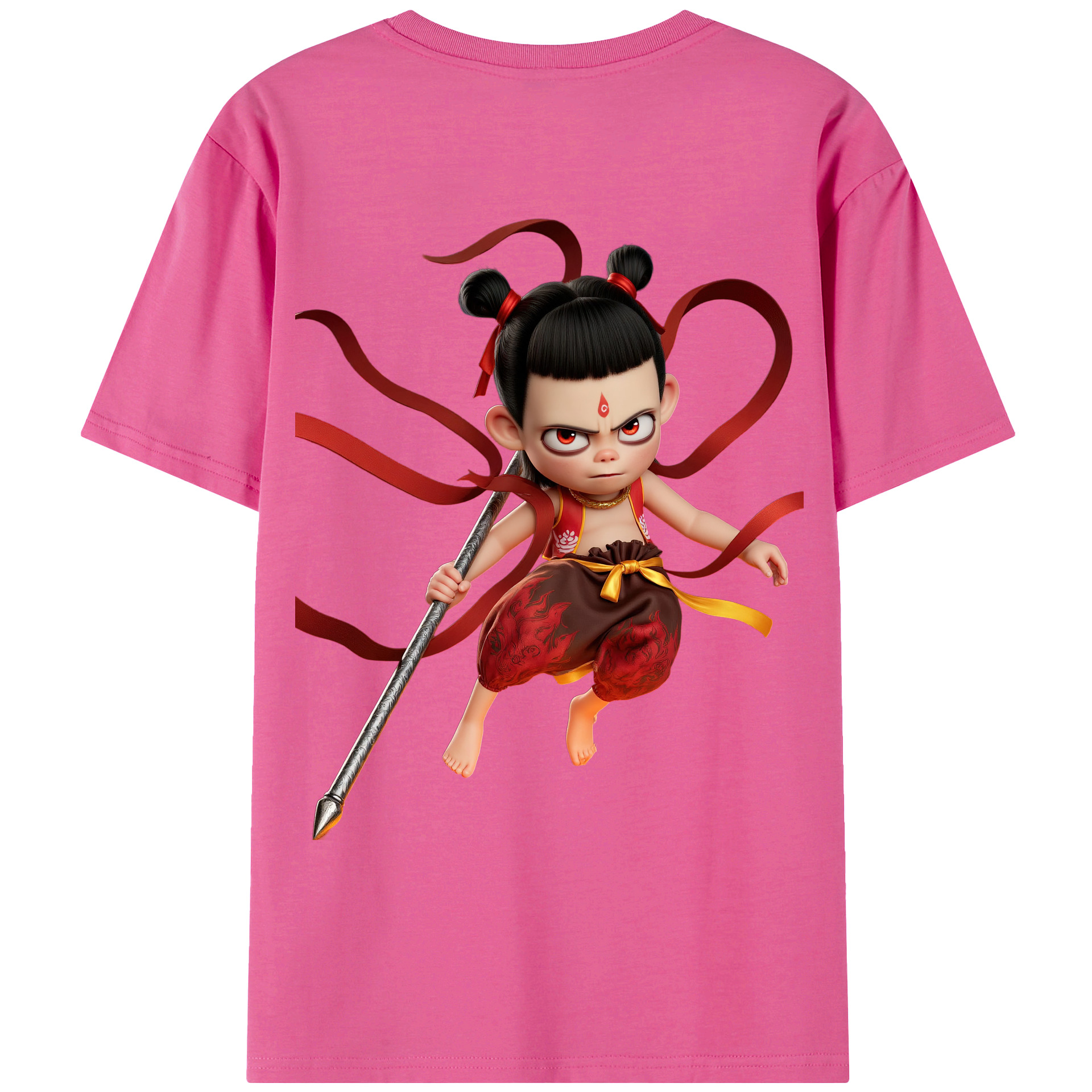 （画像用） Ne Zha 2 ナタ 魔童の大暴れ レディース半袖Tシャツ(バックプリント)