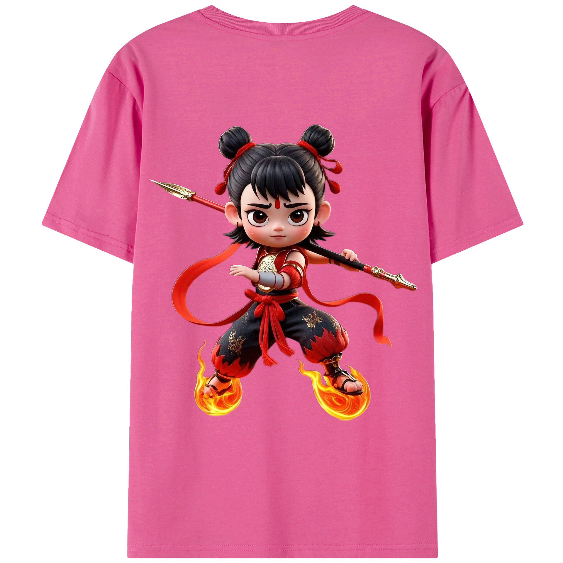 （画像用） Ne Zha 2 ナタ 魔童の大暴れ レディース半袖Tシャツ(バックプリント)