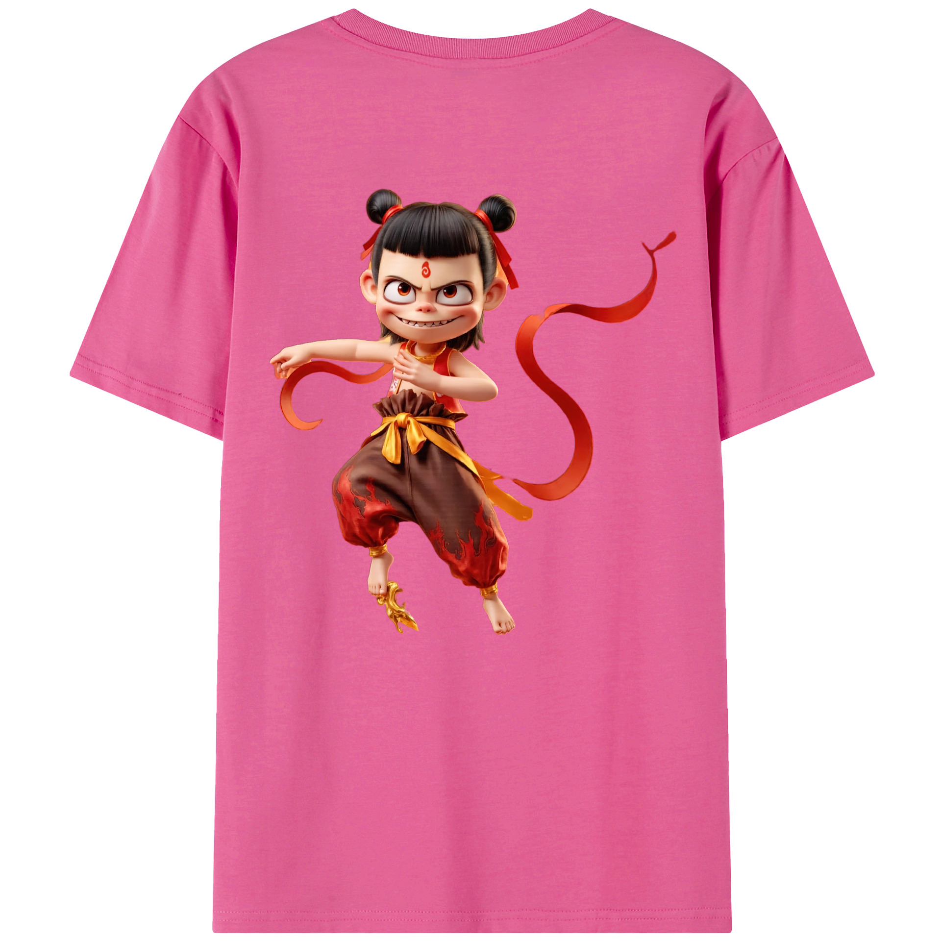 （画像用） Ne Zha 2 ナタ 魔童の大暴れ レディース半袖Tシャツ(バックプリント)