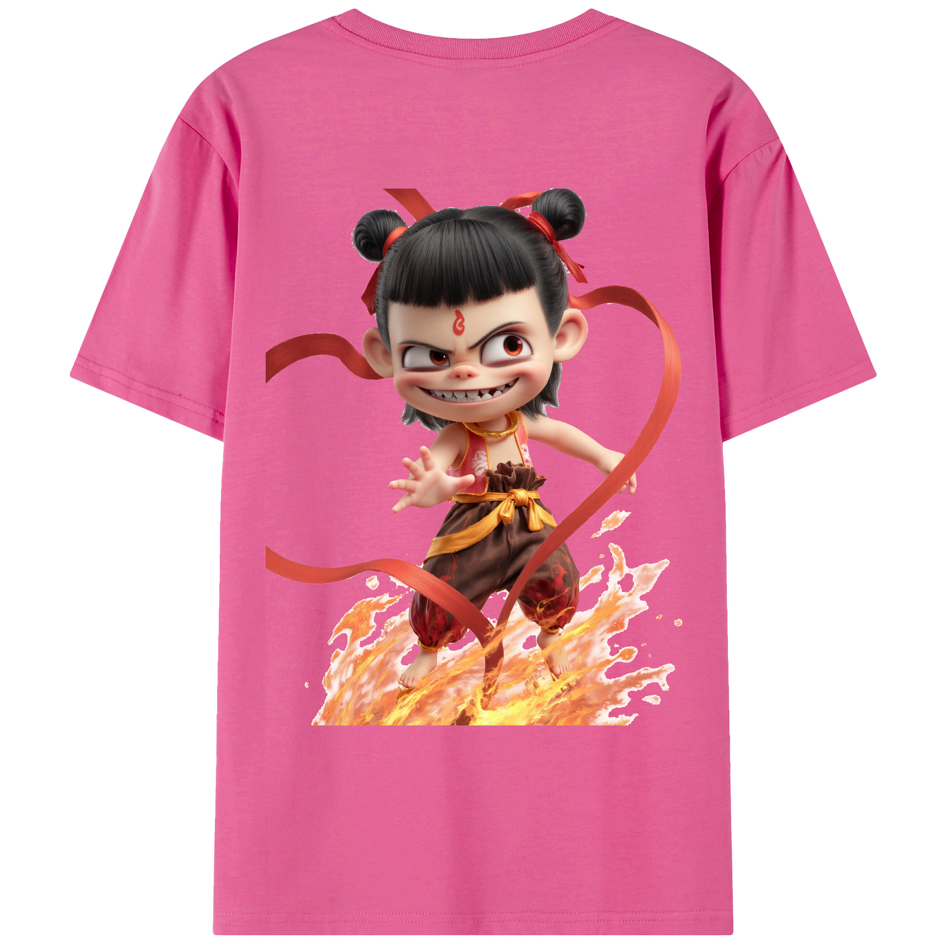 （画像用） Ne Zha 2 ナタ 魔童の大暴れ レディース半袖Tシャツ(バックプリント)