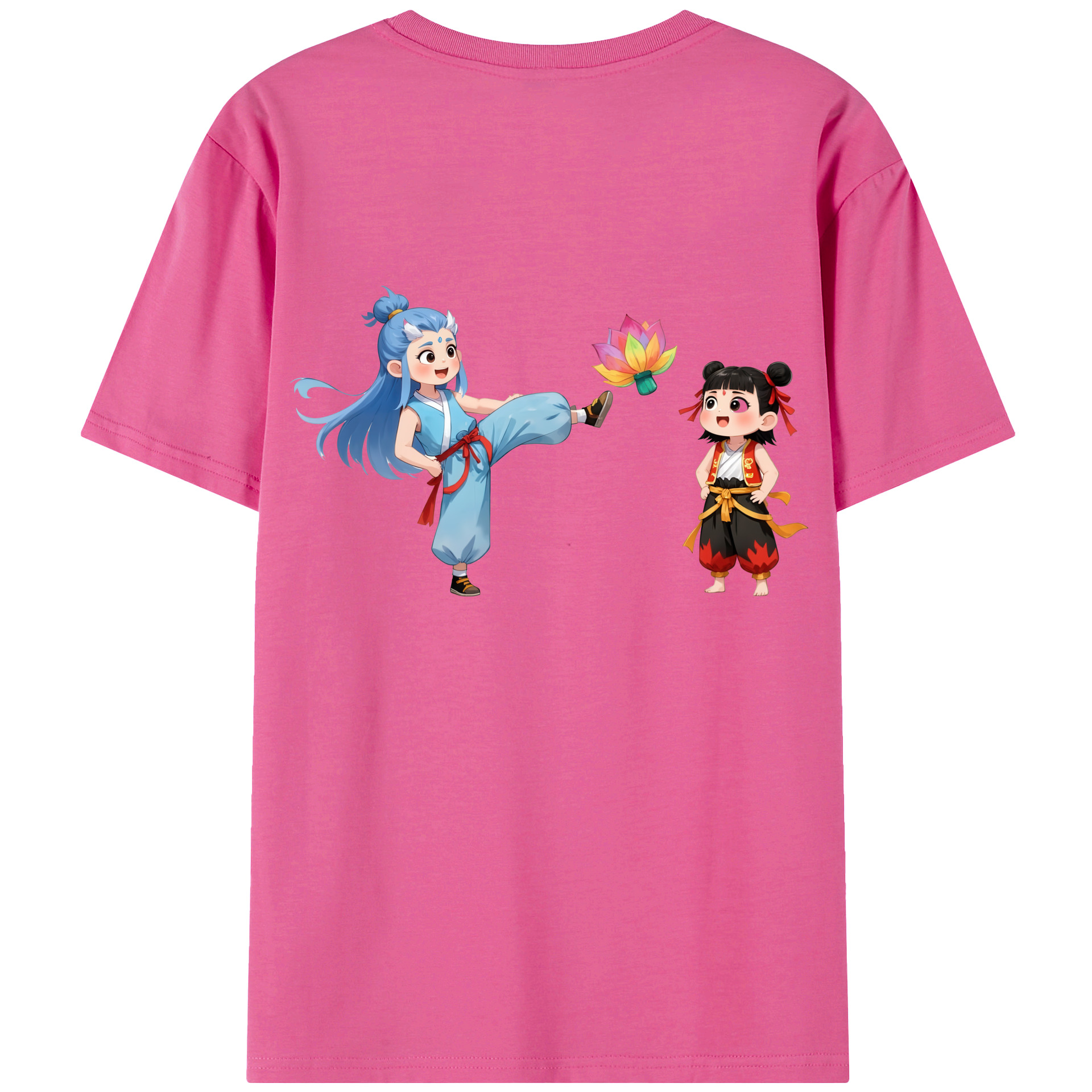 （画像用） Ne Zha 2 ナタ 魔童の大暴れ レディース半袖Tシャツ(バックプリント)