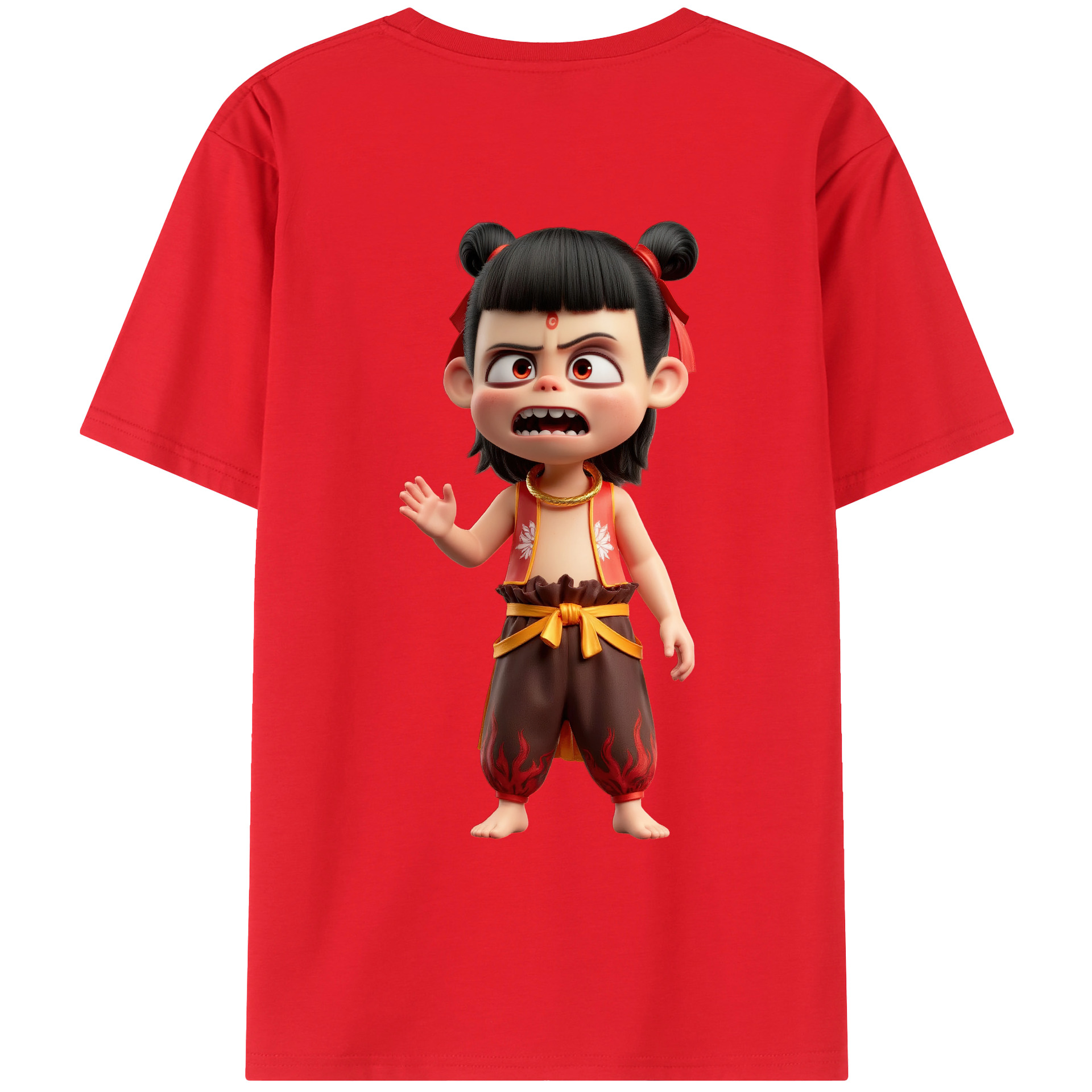 （画像用） Ne Zha 2 ナタ 魔童の大暴れ レディース半袖Tシャツ(バックプリント)