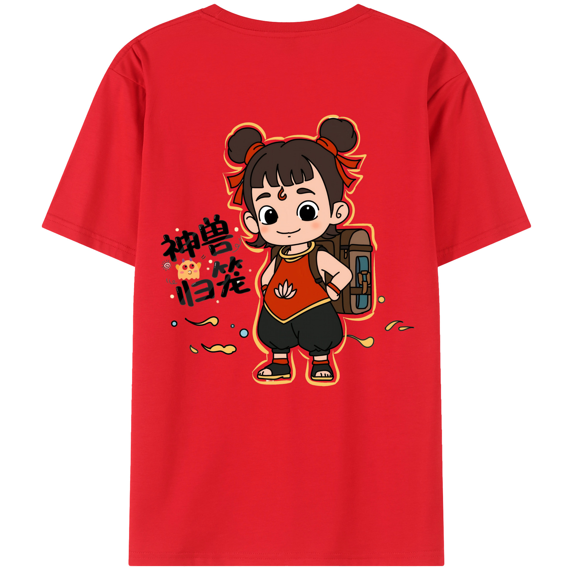 （画像用） Ne Zha 2 ナタ 魔童の大暴れ レディース半袖Tシャツ(バックプリント)