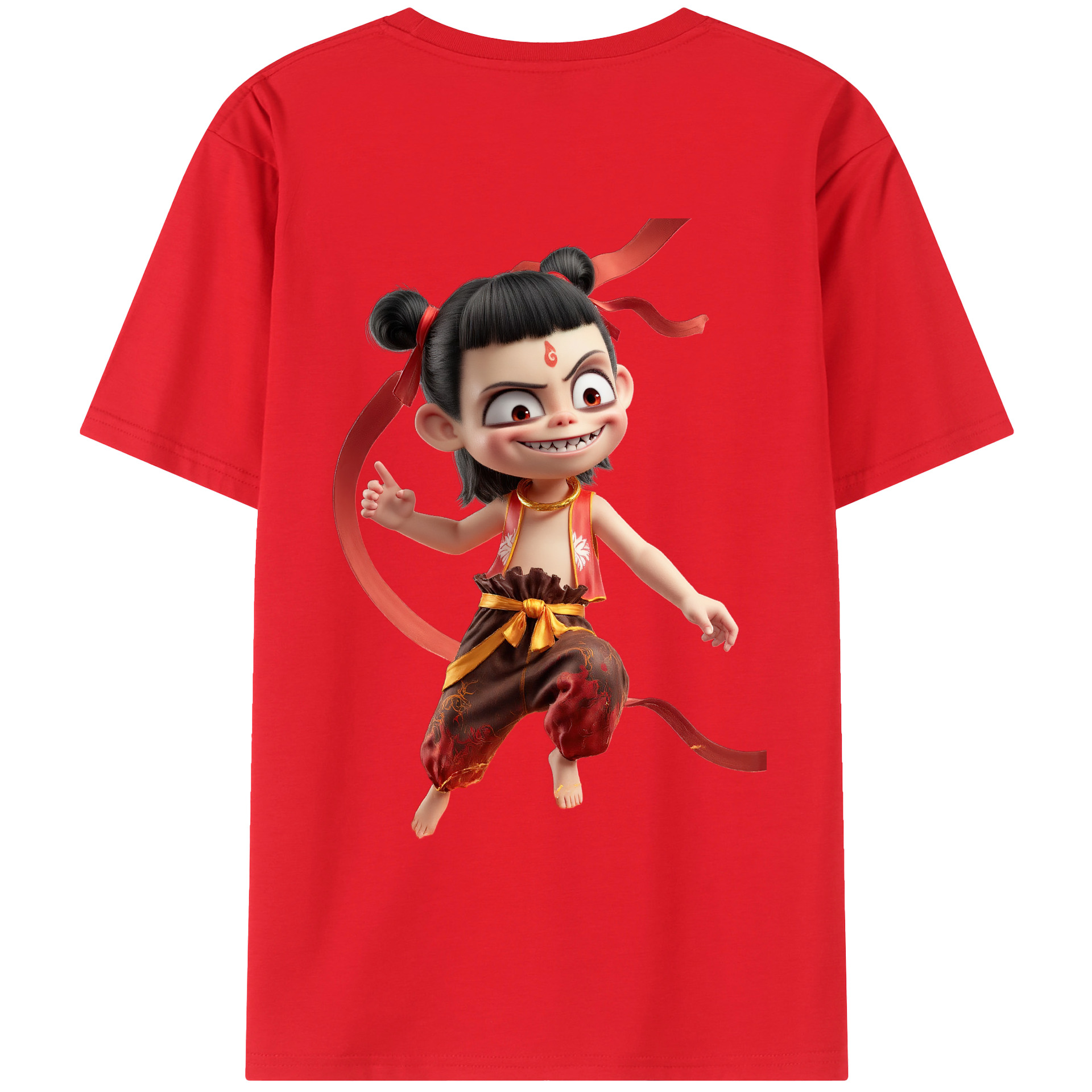 （画像用） Ne Zha 2 ナタ 魔童の大暴れ レディース半袖Tシャツ(バックプリント)