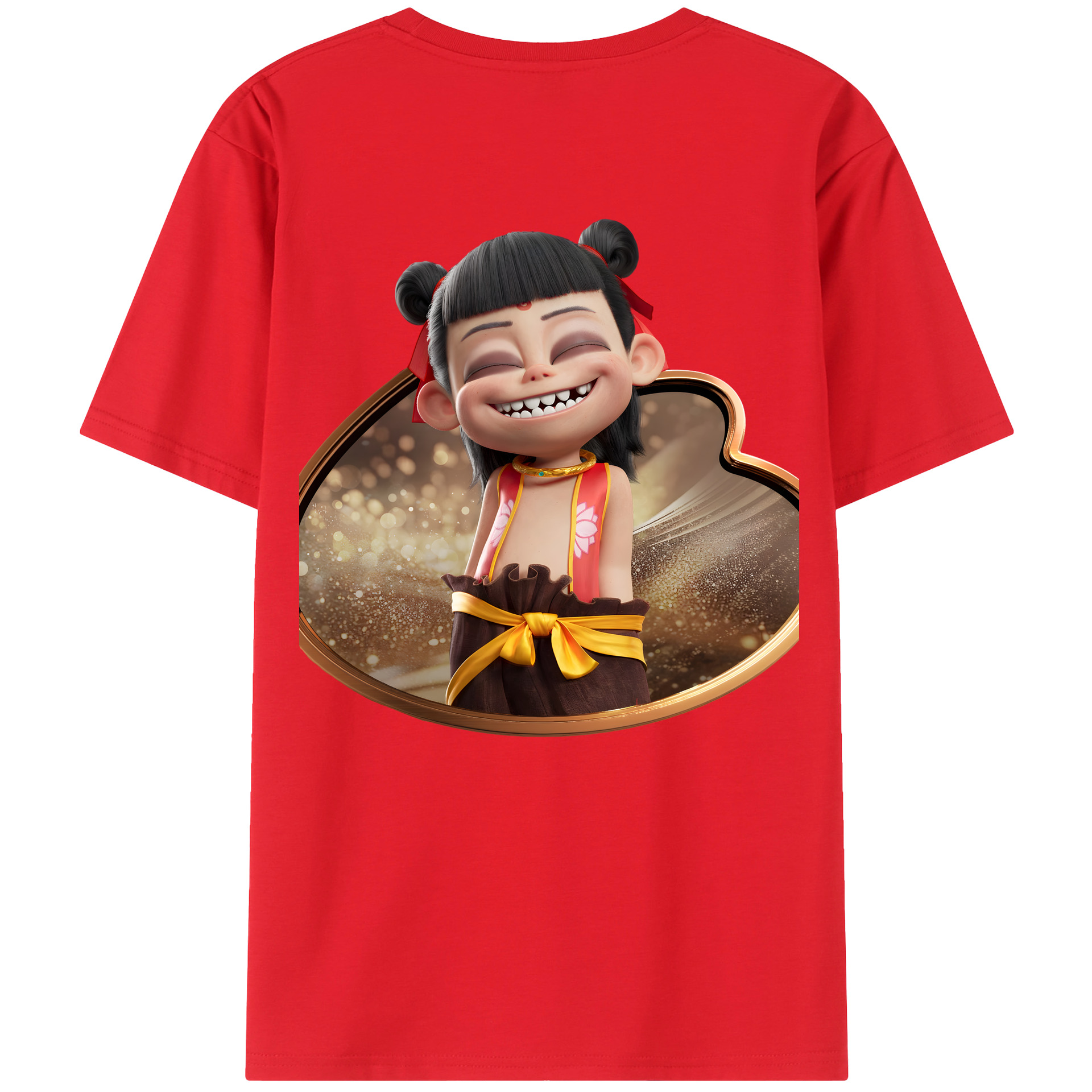 （画像用） Ne Zha 2 ナタ 魔童の大暴れ レディース半袖Tシャツ(バックプリント)