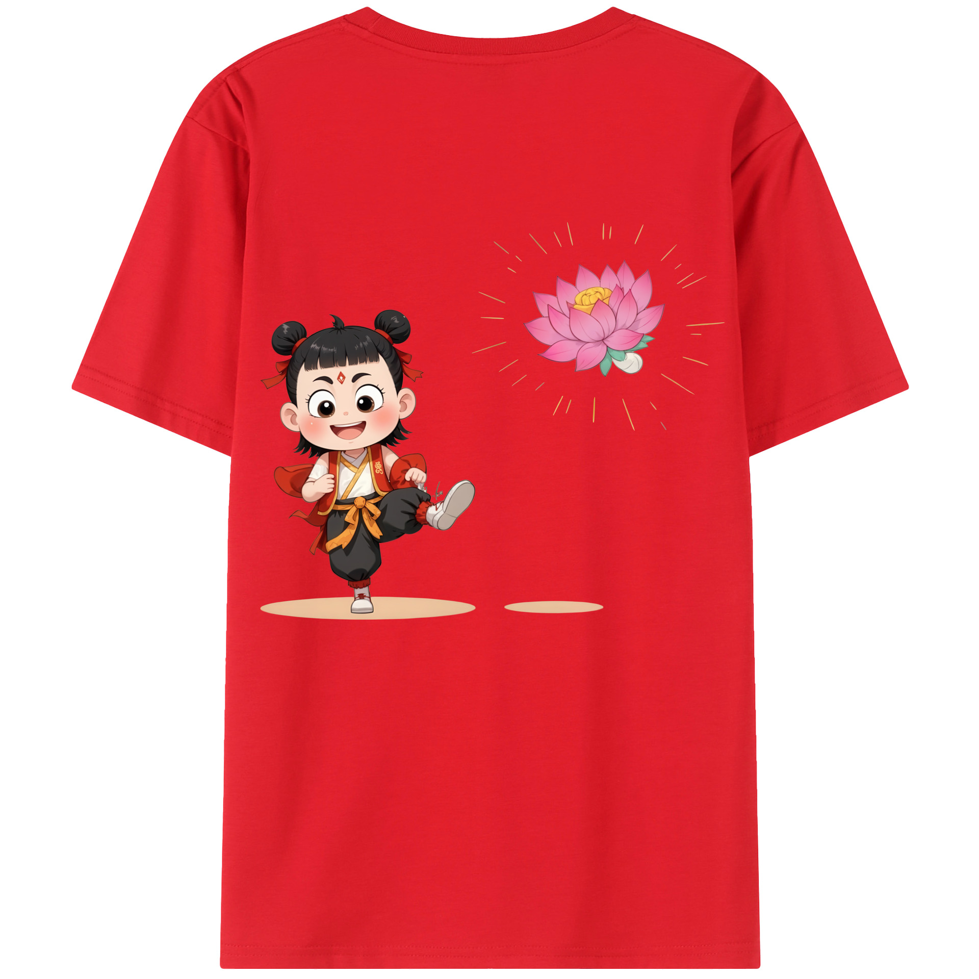 （画像用） Ne Zha 2 ナタ 魔童の大暴れ レディース半袖Tシャツ(バックプリント)