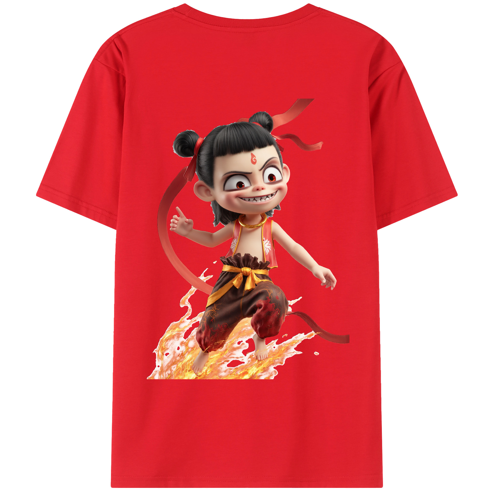 （画像用） Ne Zha 2 ナタ 魔童の大暴れ レディース半袖Tシャツ(バックプリント)