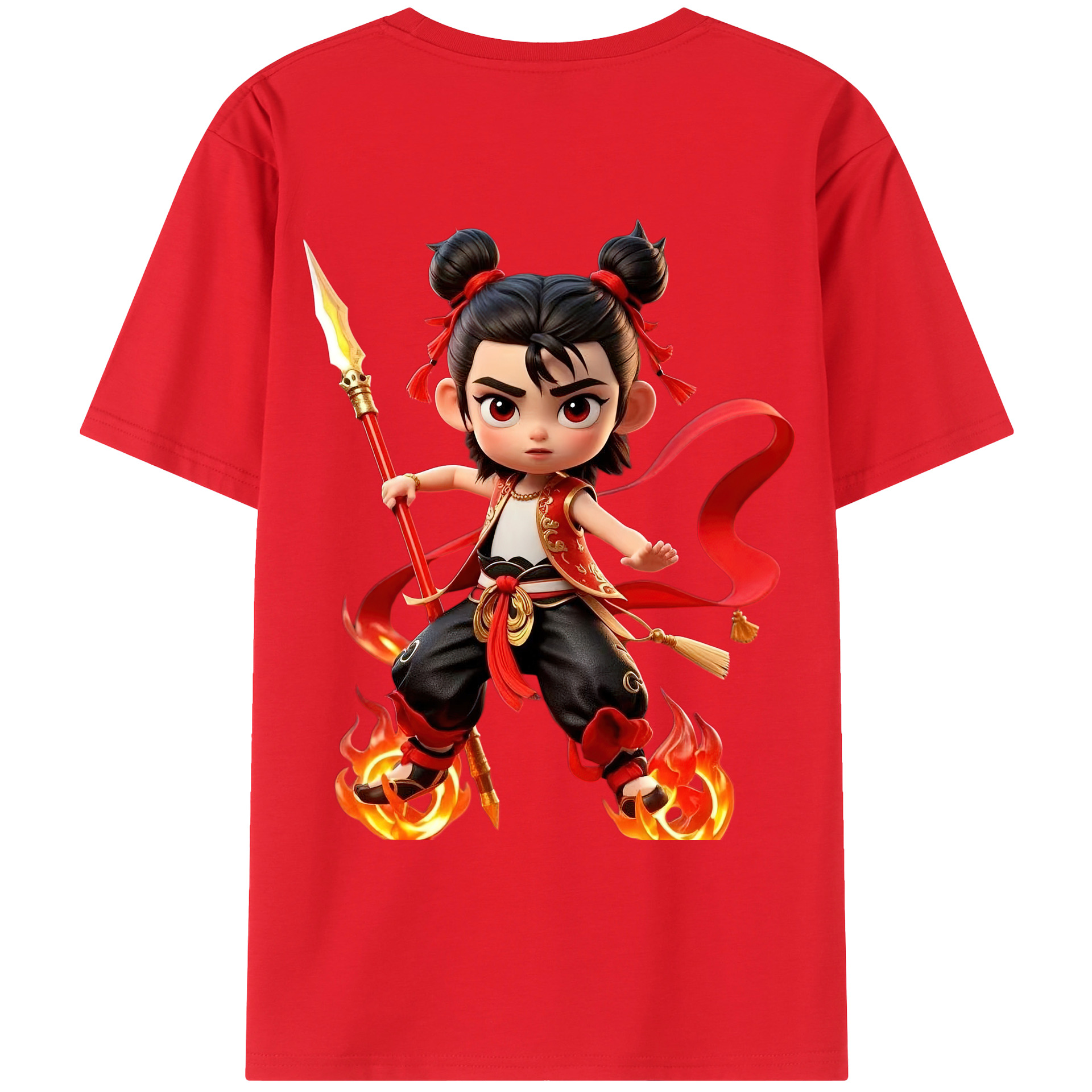 （画像用） Ne Zha 2 ナタ 魔童の大暴れ レディース半袖Tシャツ(バックプリント)