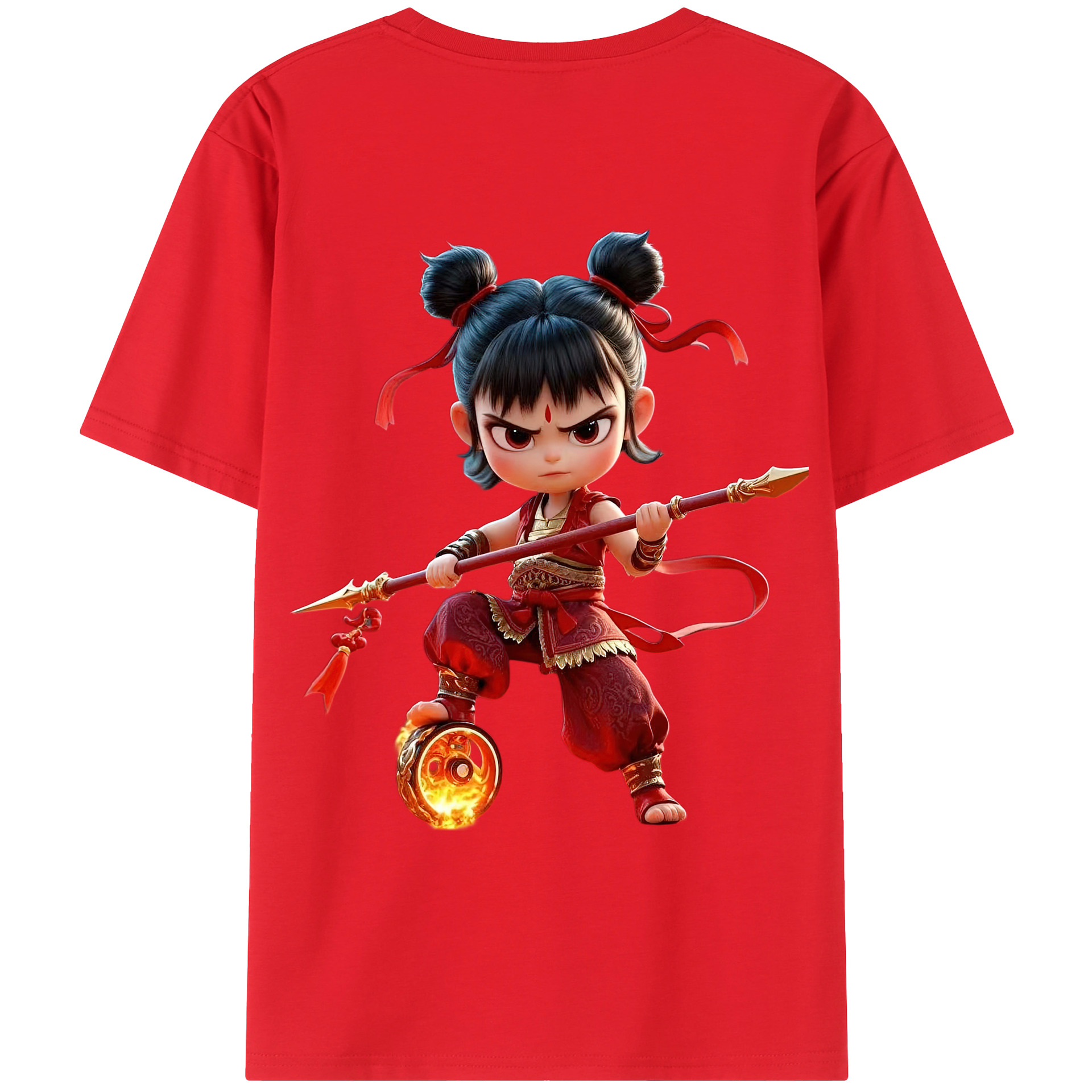 （画像用） Ne Zha 2 ナタ 魔童の大暴れ レディース半袖Tシャツ(バックプリント)