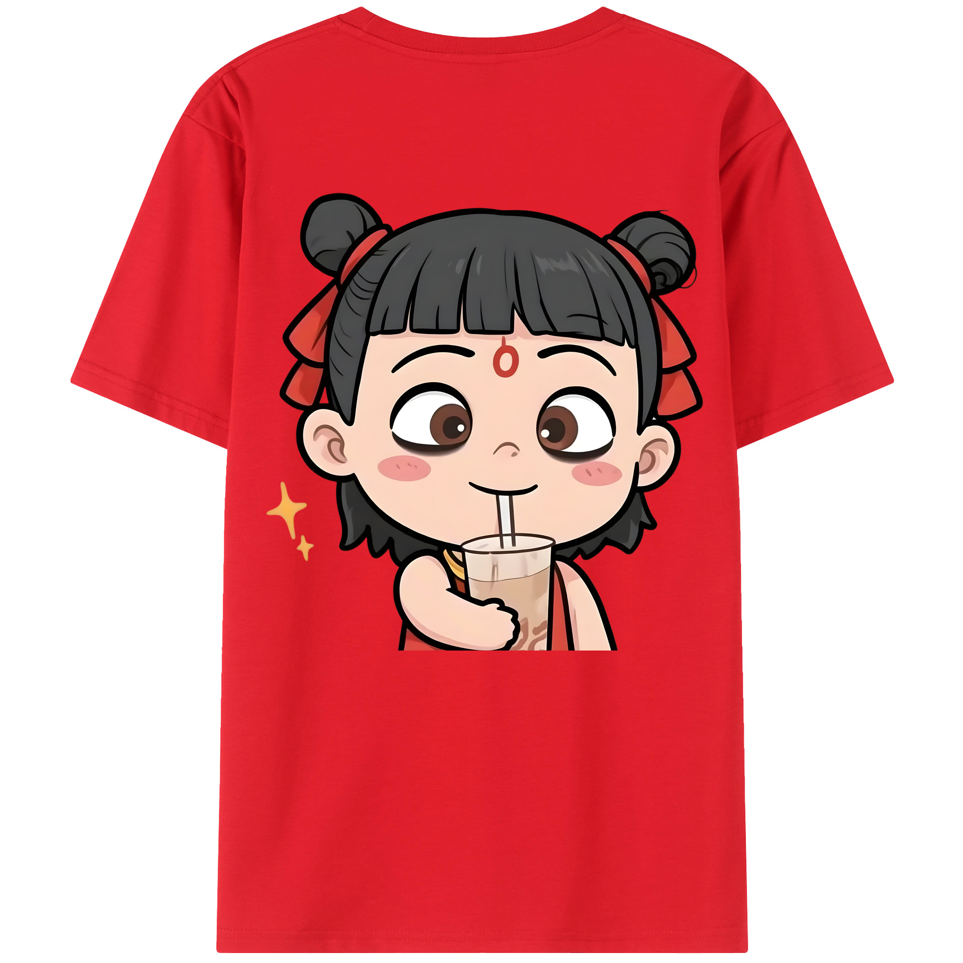 （画像用） Ne Zha 2 ナタ 魔童の大暴れ レディース半袖Tシャツ(バックプリント)