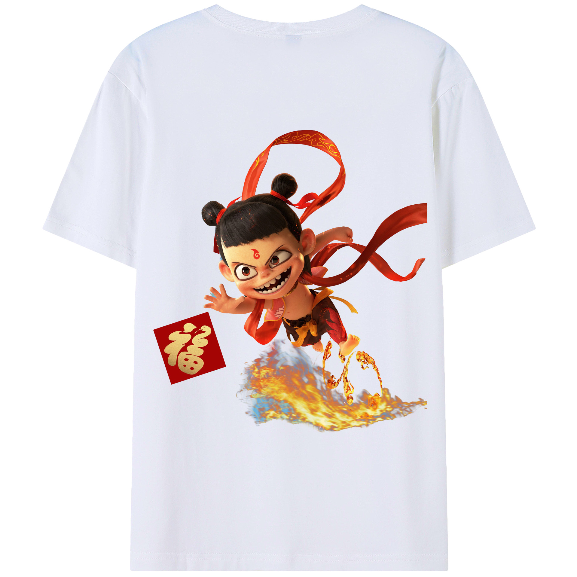 （画像用） Ne Zha 2 ナタ 魔童の大暴れ レディース半袖Tシャツ(バックプリント)