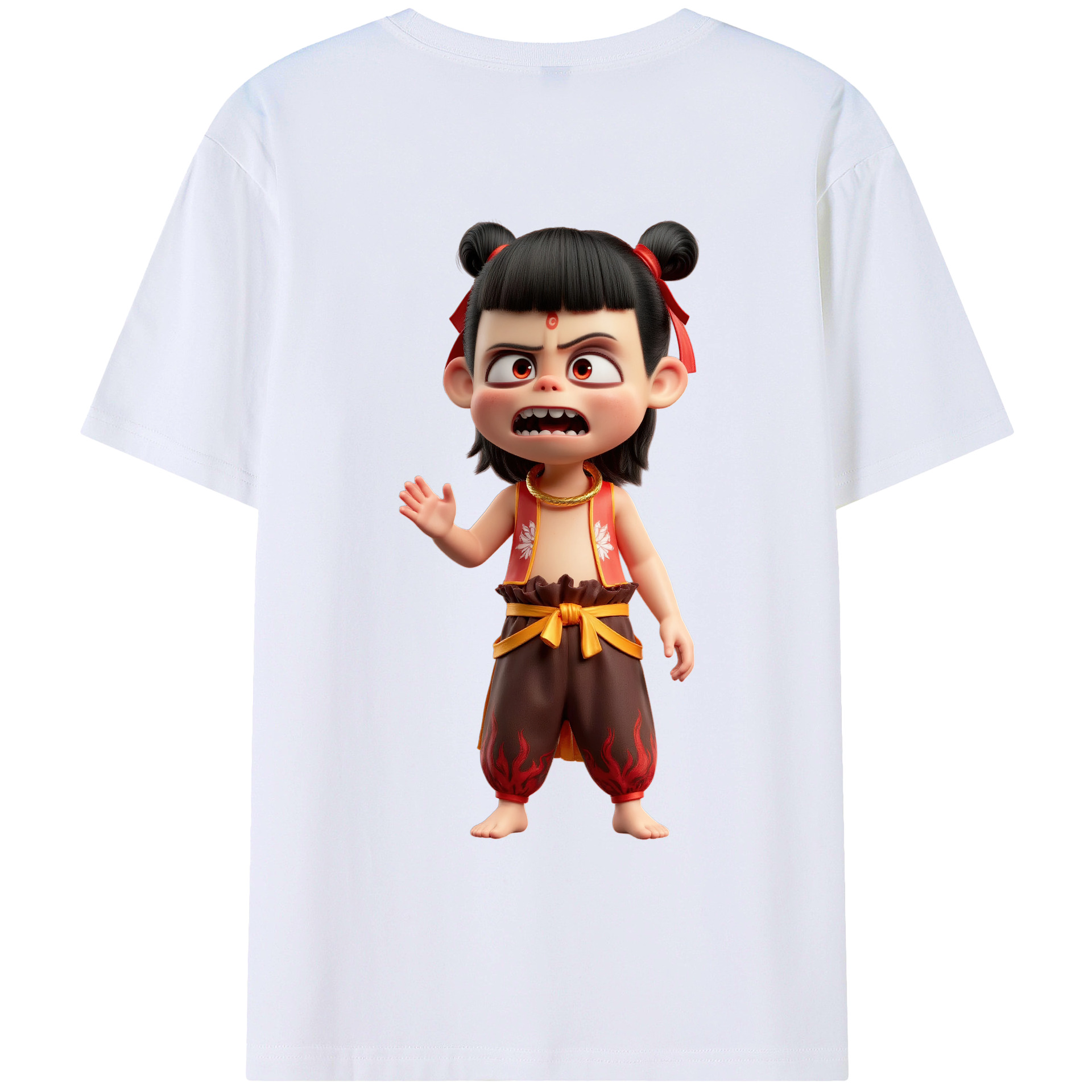 （画像用） Ne Zha 2 ナタ 魔童の大暴れ レディース半袖Tシャツ(バックプリント)