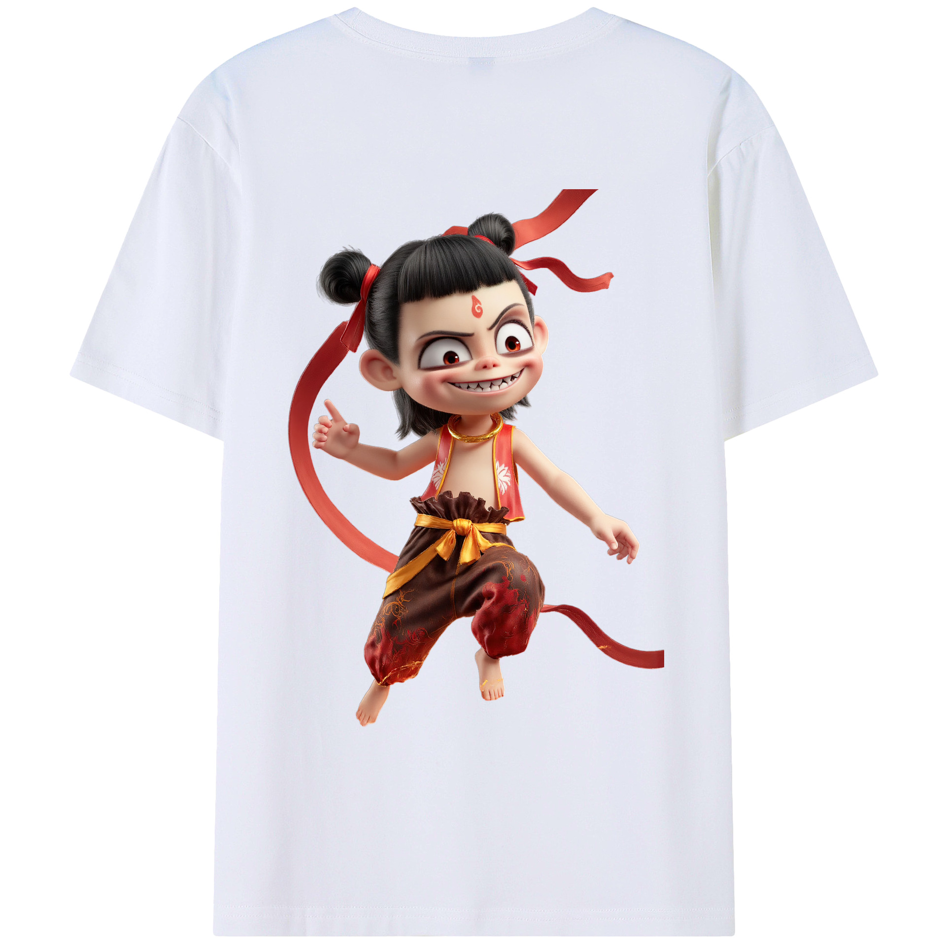 （画像用） Ne Zha 2 ナタ 魔童の大暴れ レディース半袖Tシャツ(バックプリント)