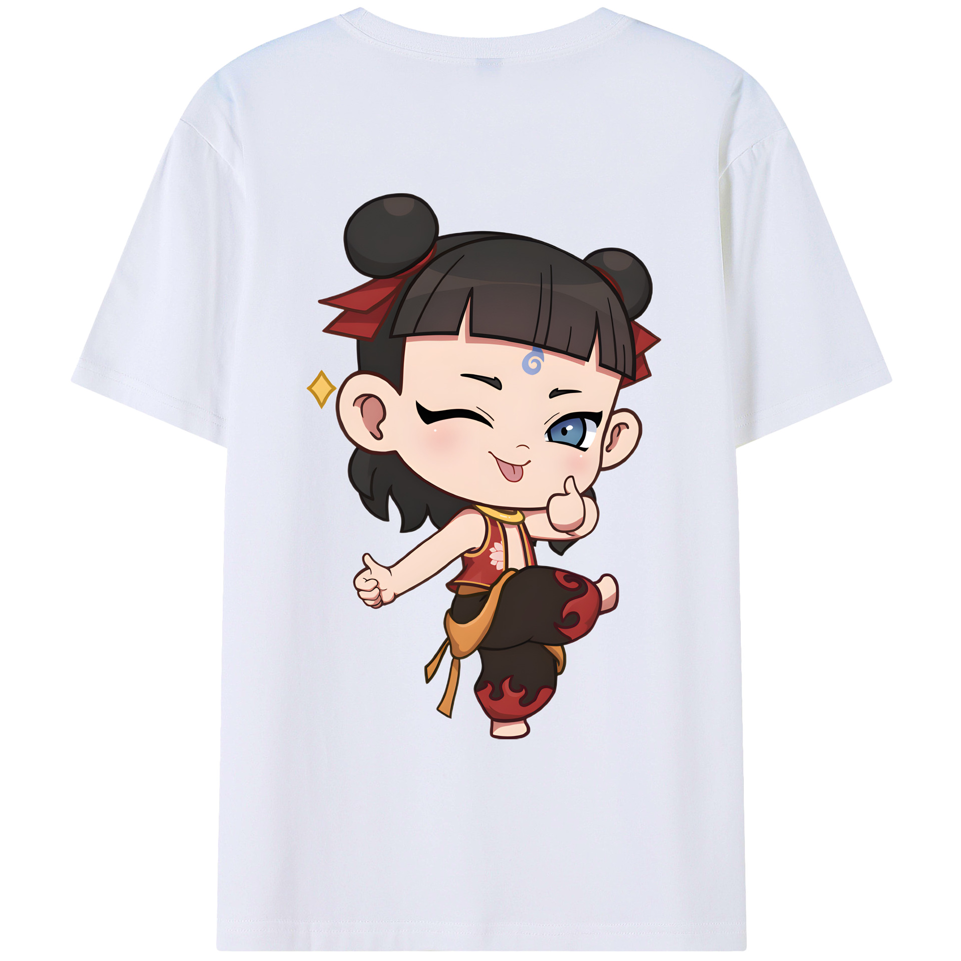 （画像用） Ne Zha 2 ナタ 魔童の大暴れ レディース半袖Tシャツ(バックプリント)