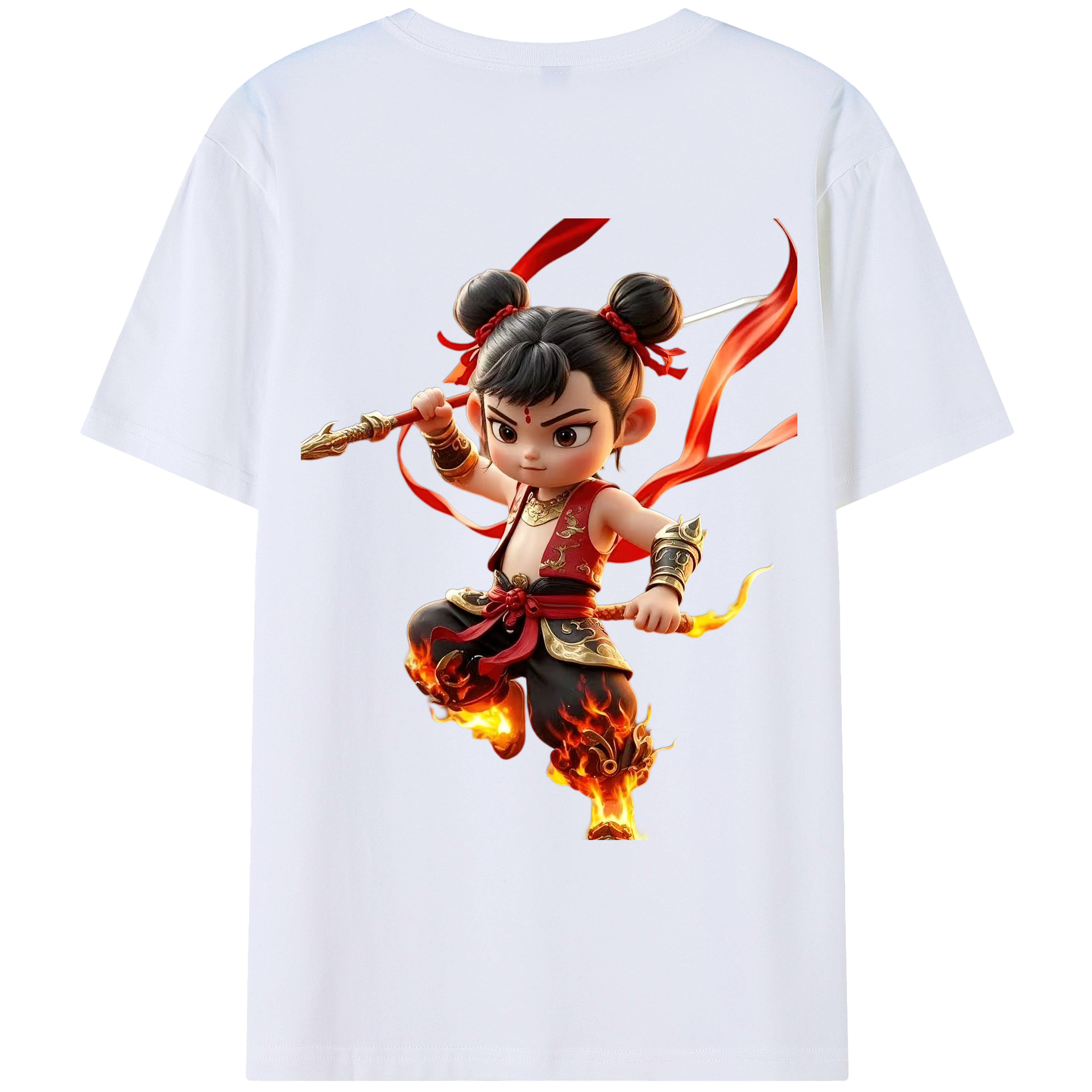 （画像用） Ne Zha 2 ナタ 魔童の大暴れ レディース半袖Tシャツ(バックプリント)