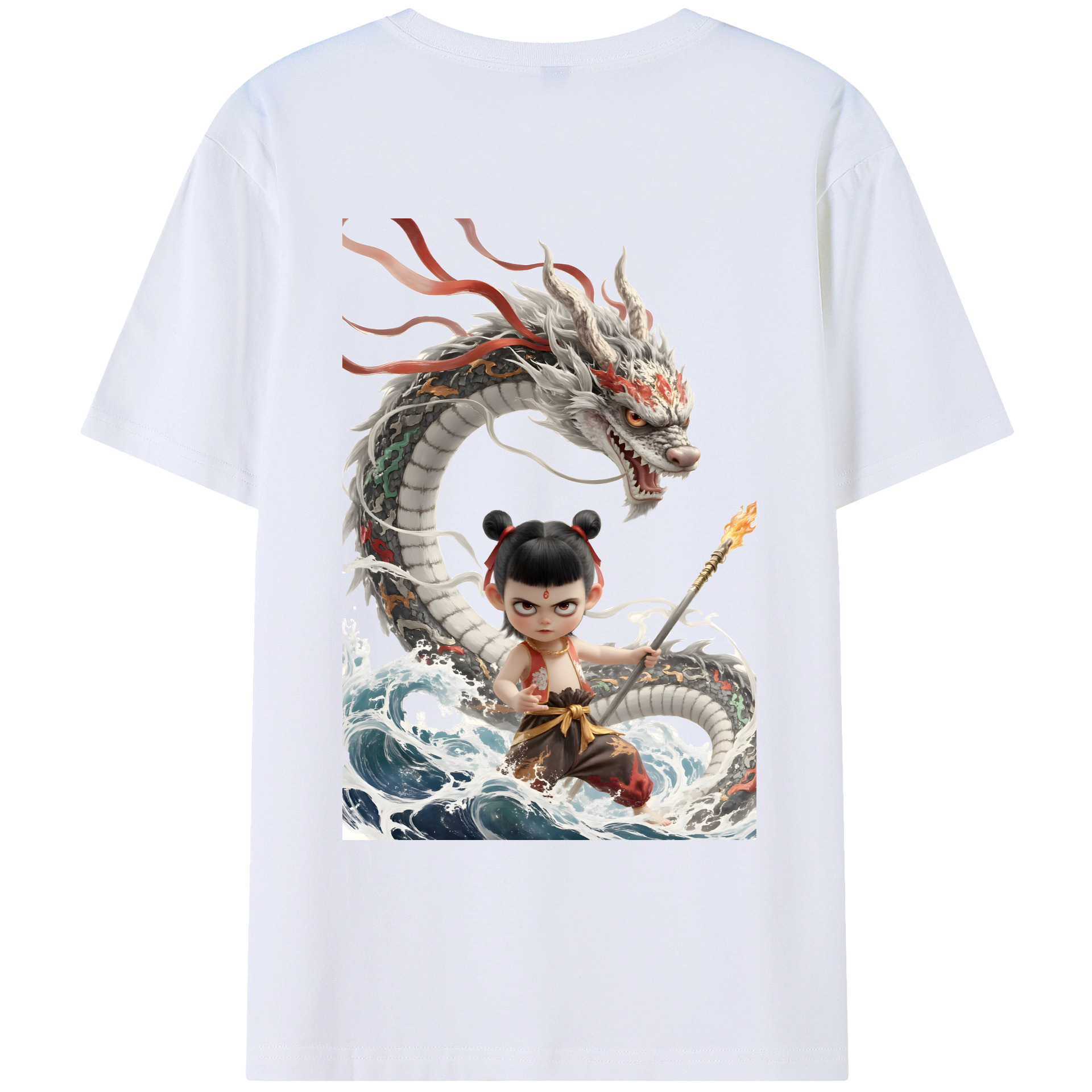 （画像用） Ne Zha 2 ナタ 魔童の大暴れ レディース半袖Tシャツ(バックプリント)