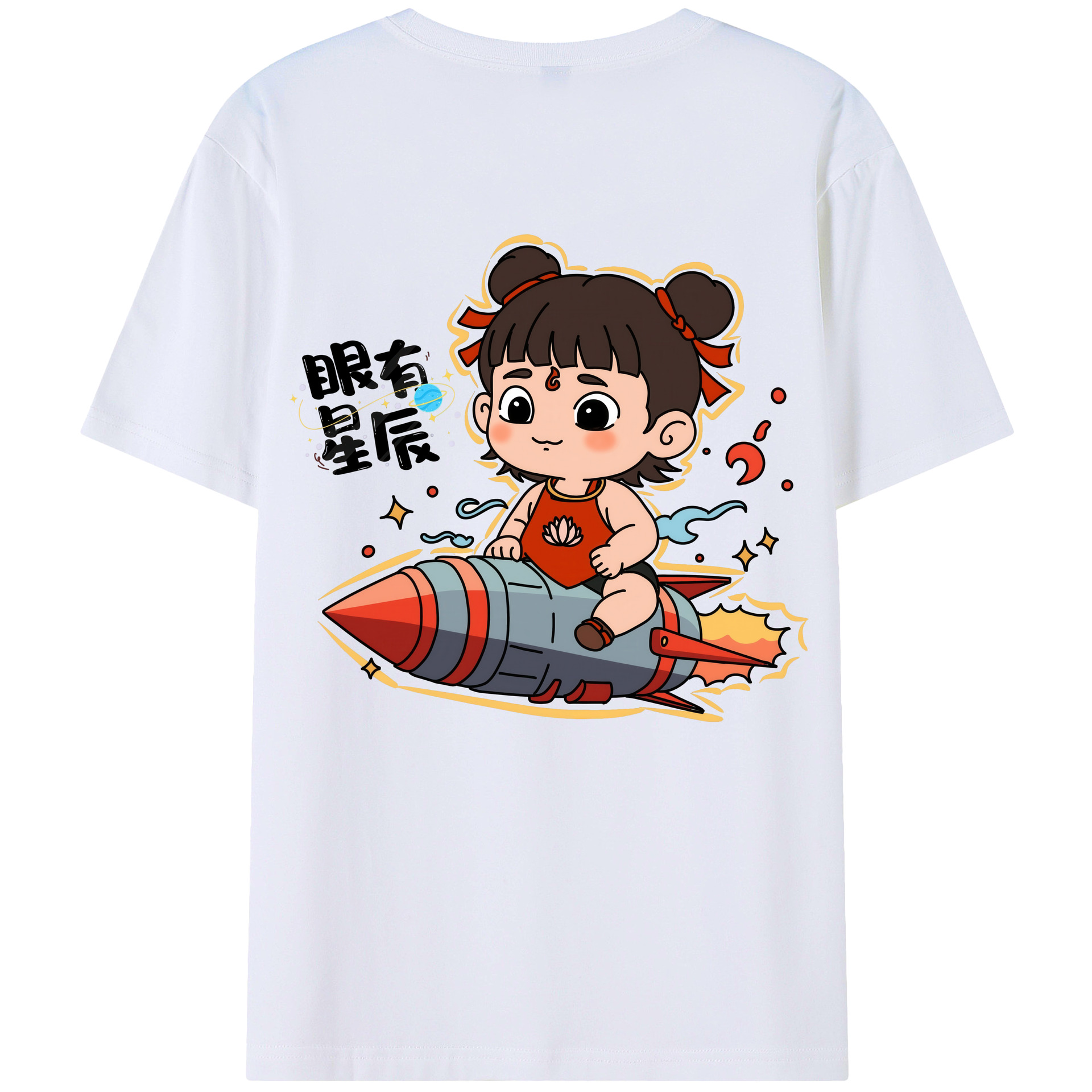 （画像用） Ne Zha 2 ナタ 魔童の大暴れ レディース半袖Tシャツ(バックプリント)