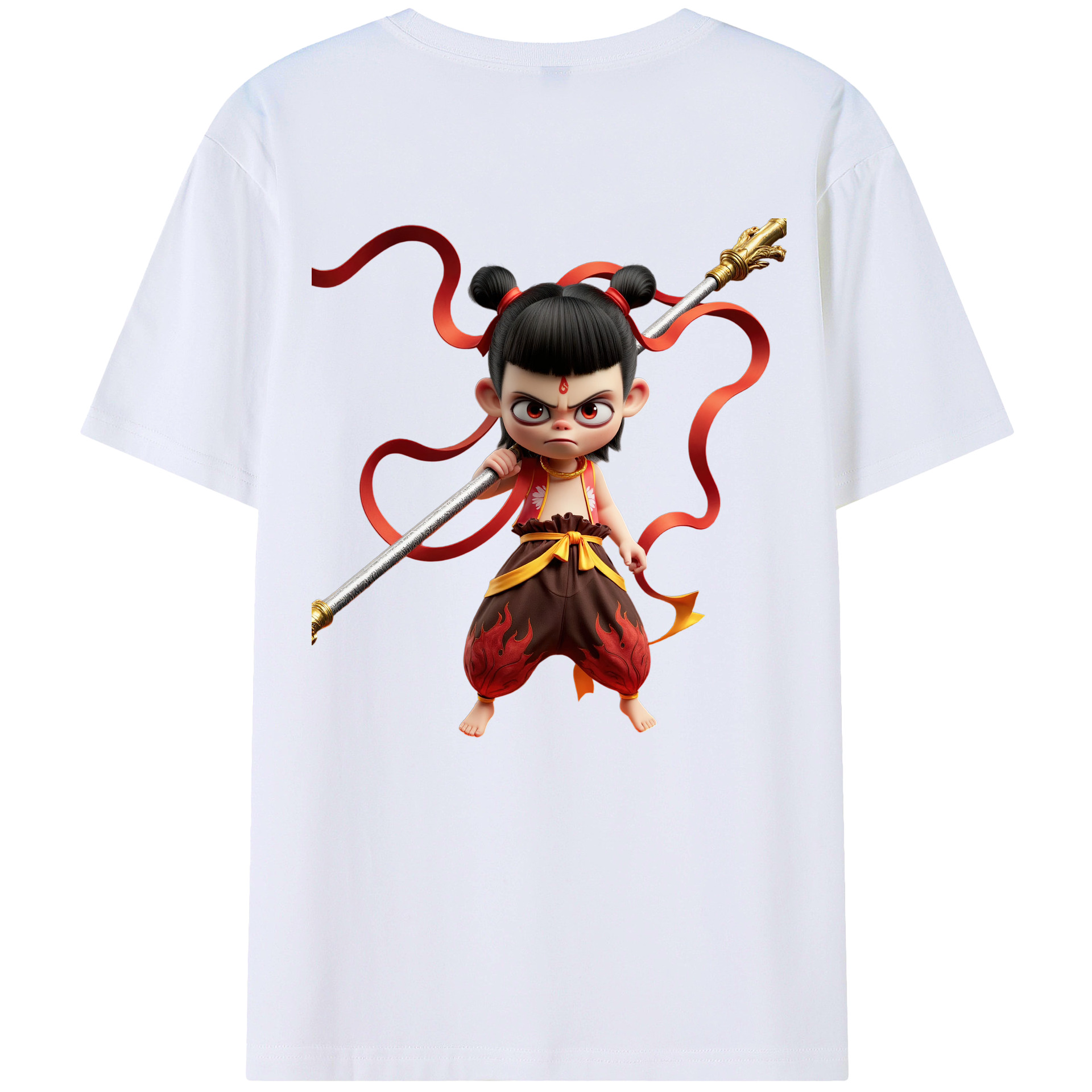 （画像用） Ne Zha 2 ナタ 魔童の大暴れ レディース半袖Tシャツ(バックプリント)