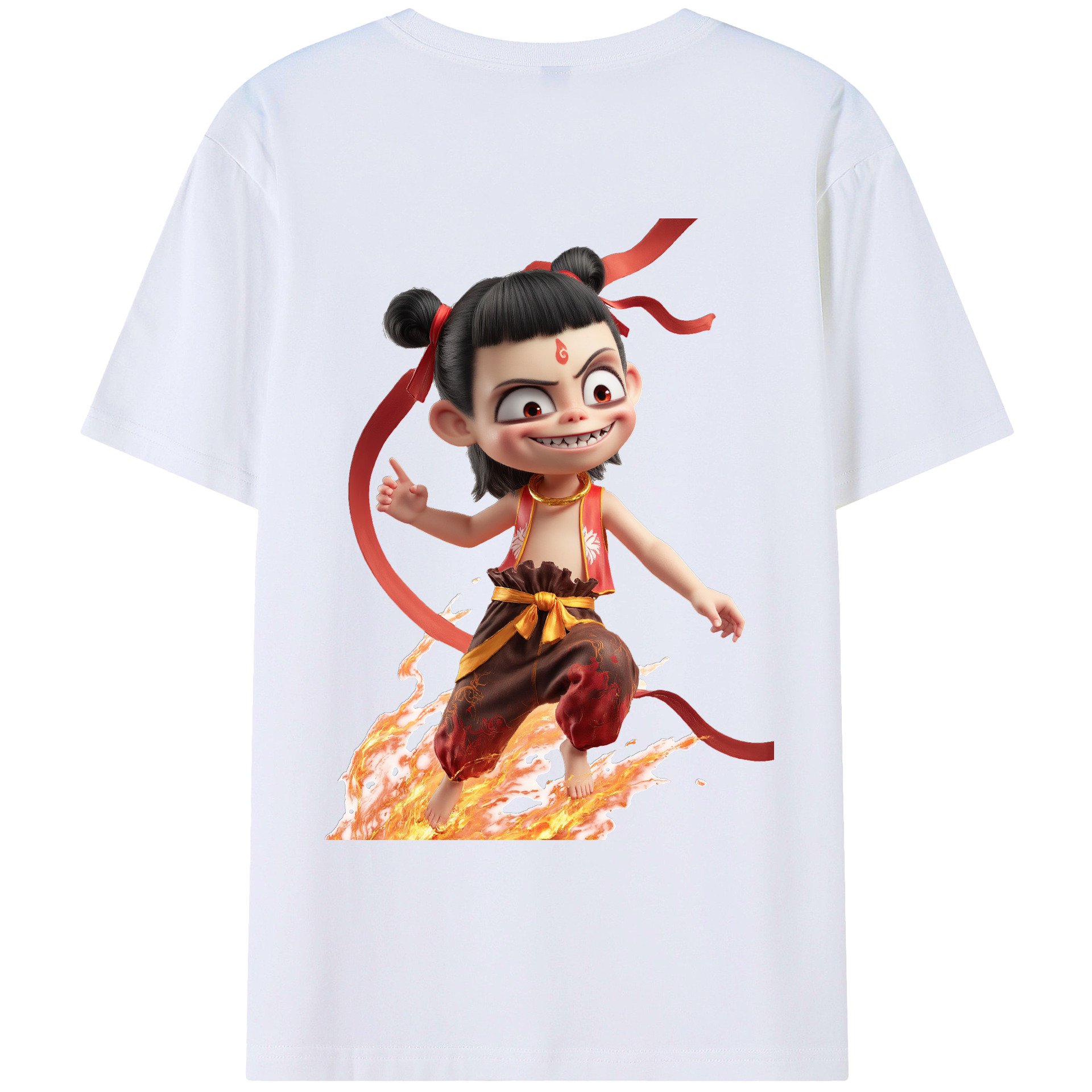 （画像用） Ne Zha 2 ナタ 魔童の大暴れ レディース半袖Tシャツ(バックプリント)