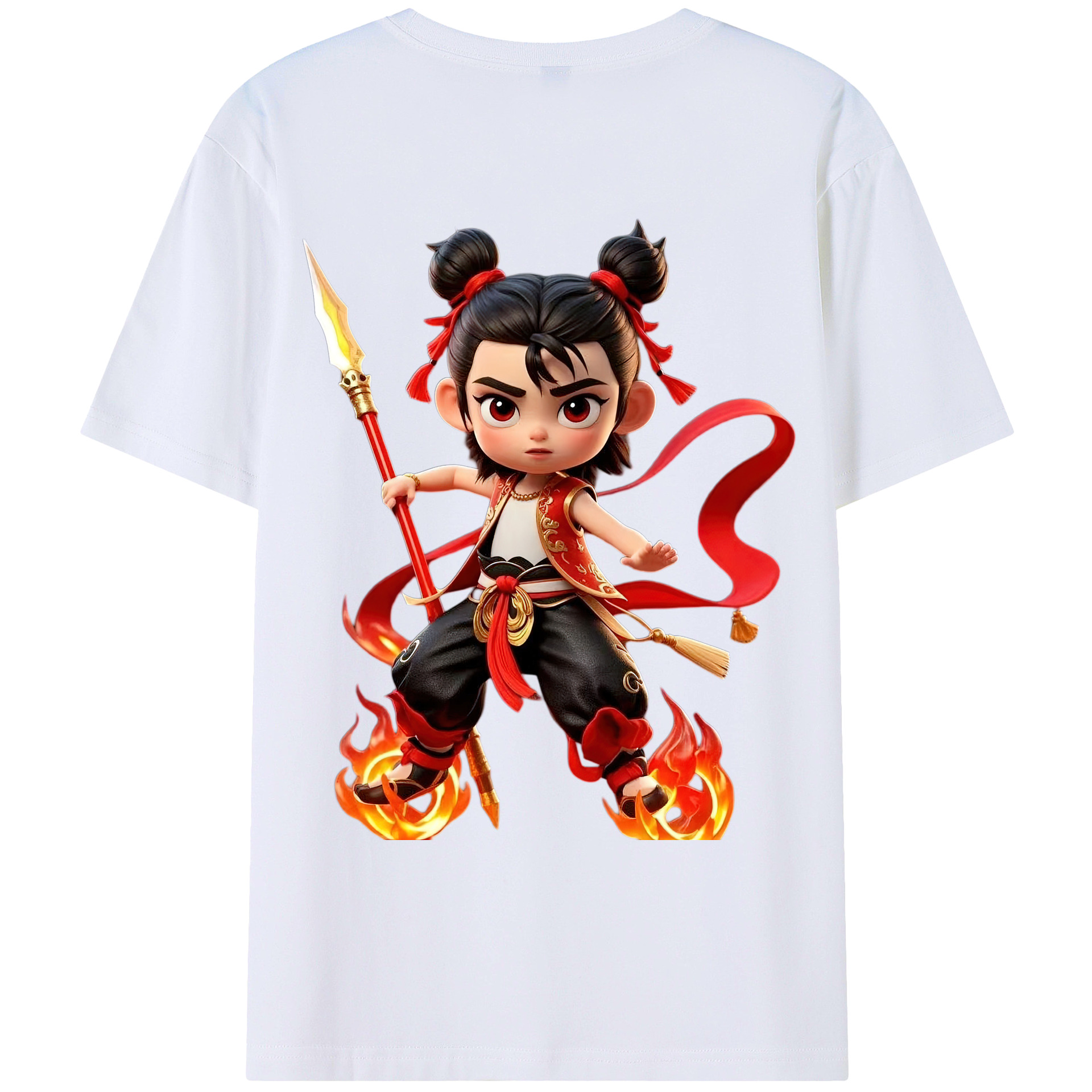 （画像用） Ne Zha 2 ナタ 魔童の大暴れ レディース半袖Tシャツ(バックプリント)