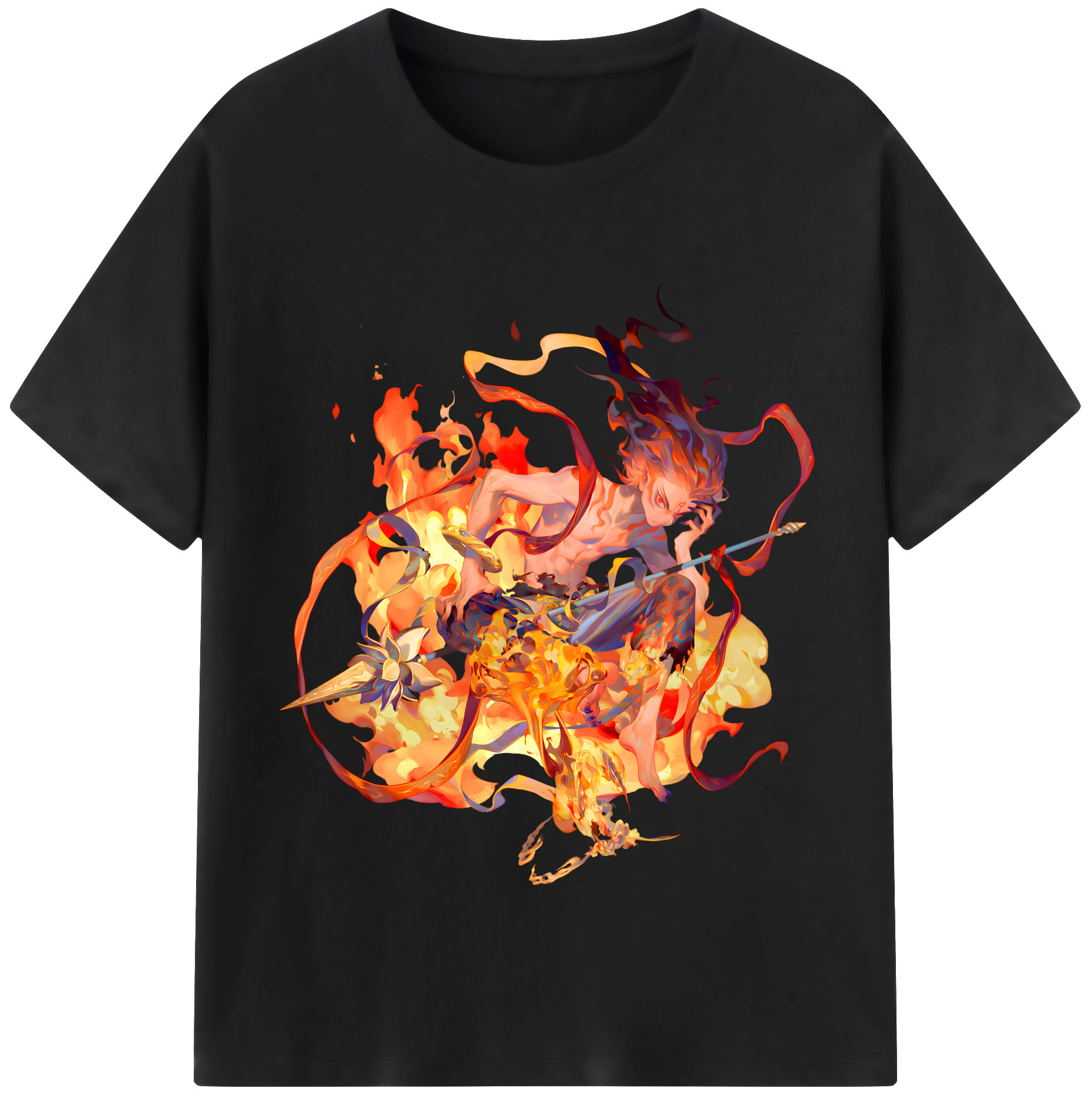 （画像用） Ne Zha 2 ナタ 魔童の大暴れ レディースカジュアルプリントTシャツ（綿100％）