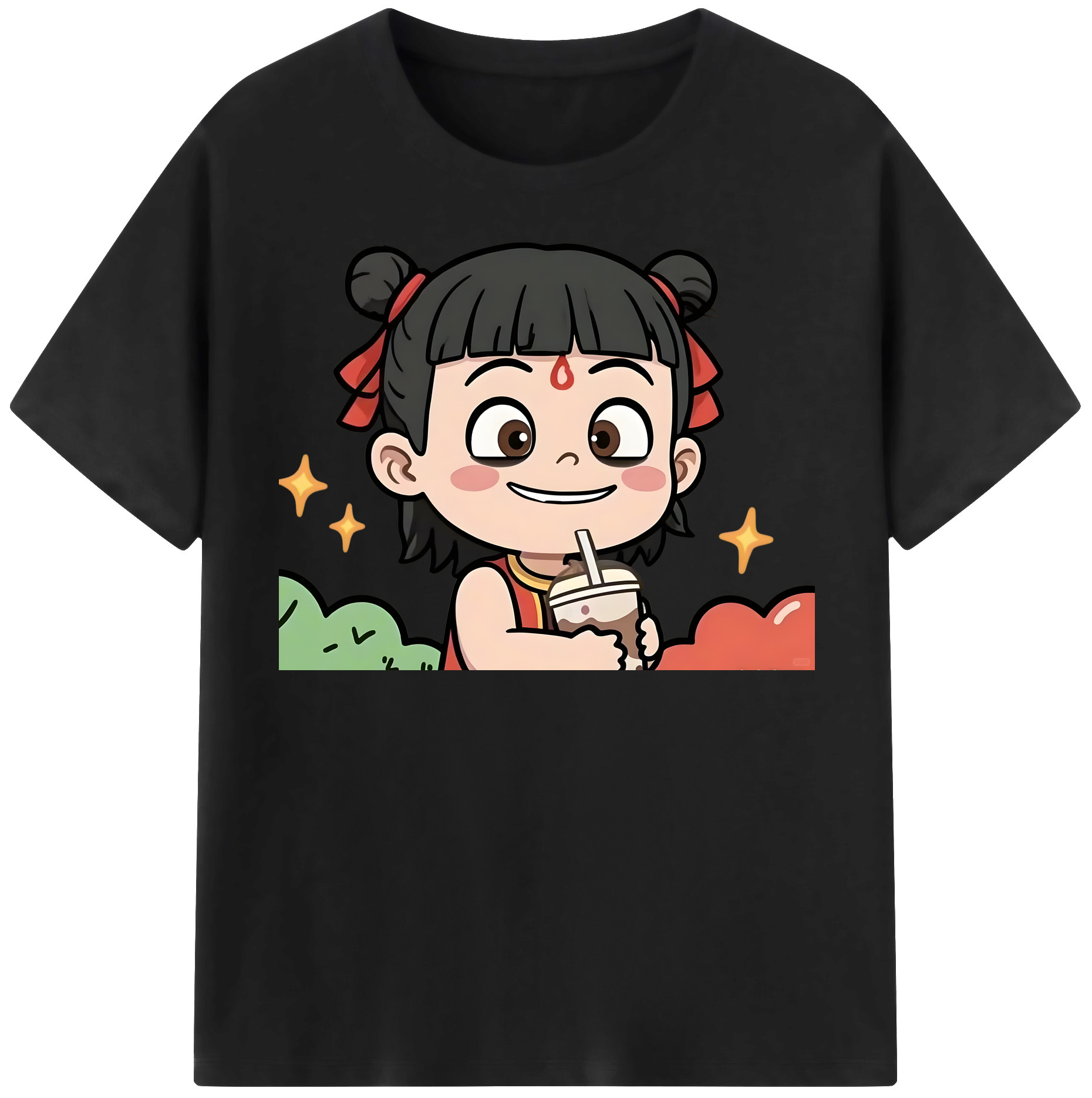 （画像用） Ne Zha 2 ナタ 魔童の大暴れ レディースカジュアルプリントTシャツ（綿100％）