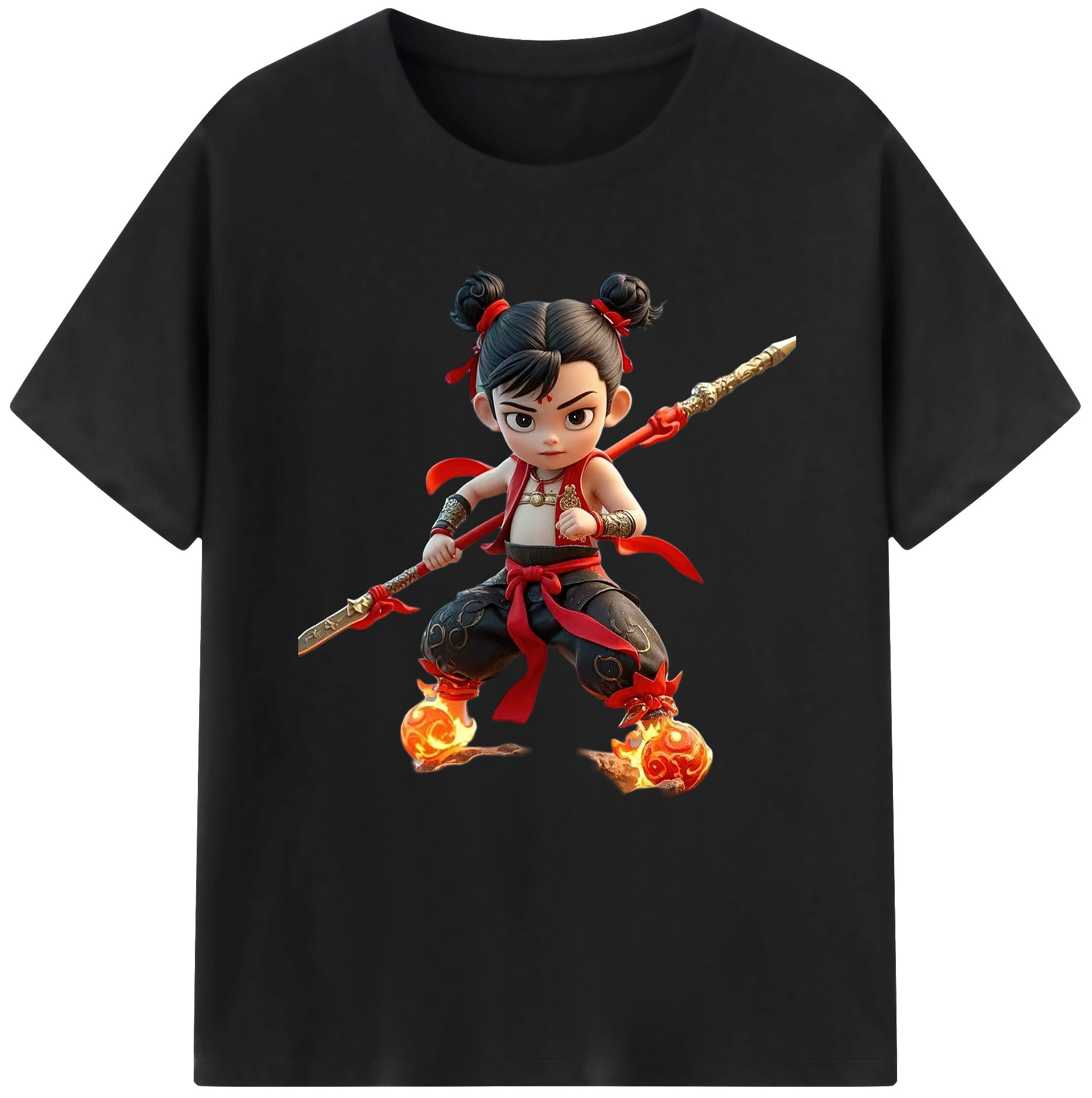 （画像用） Ne Zha 2 ナタ 魔童の大暴れ レディースカジュアルプリントTシャツ（綿100％）