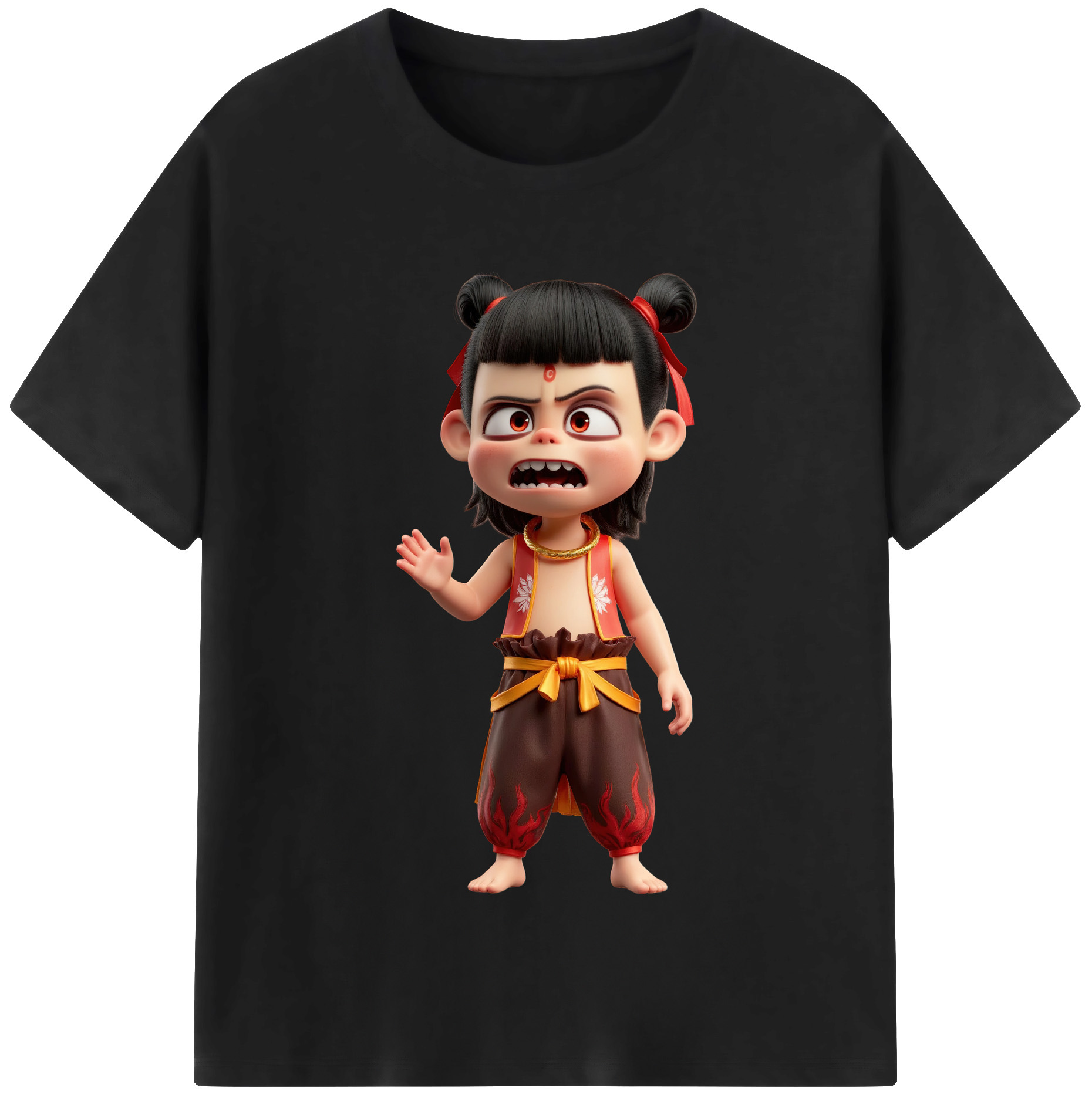 （画像用） Ne Zha 2 ナタ 魔童の大暴れ レディースカジュアルプリントTシャツ（綿100％）