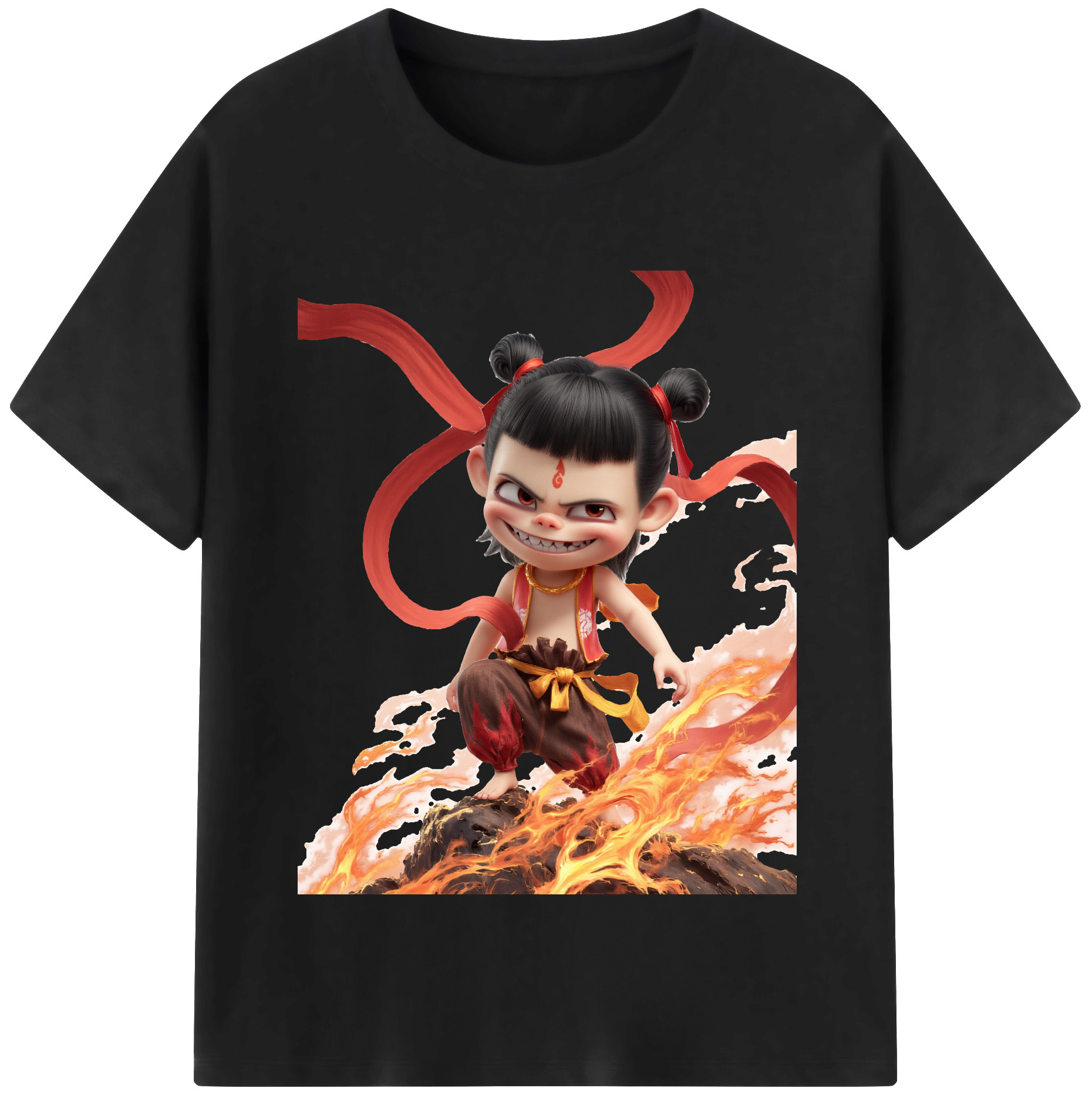 （画像用） Ne Zha 2 ナタ 魔童の大暴れ レディースカジュアルプリントTシャツ（綿100％）