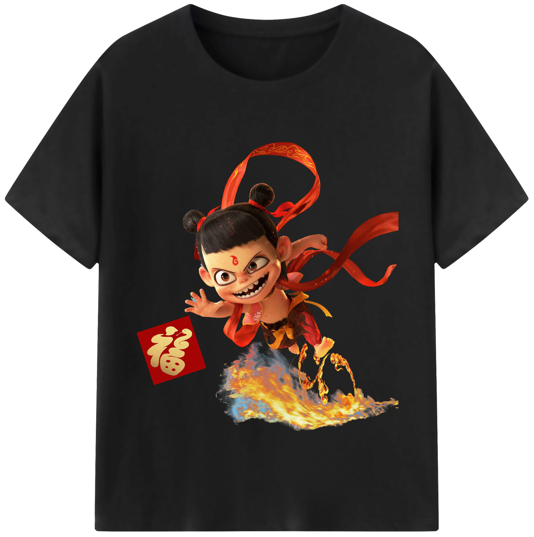 （画像用） Ne Zha 2 ナタ 魔童の大暴れ レディースカジュアルプリントTシャツ（綿100％）